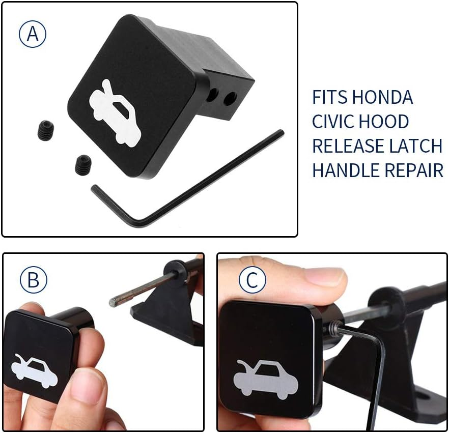 Hood Release Latch Handle Repair Kit Replacement for Honda Civic 96-2011, CR-V 97-2006, Element 03-2011, Heavy Duty Billet Aluminum Hood Latch Release Cable Repair Kit image number 1