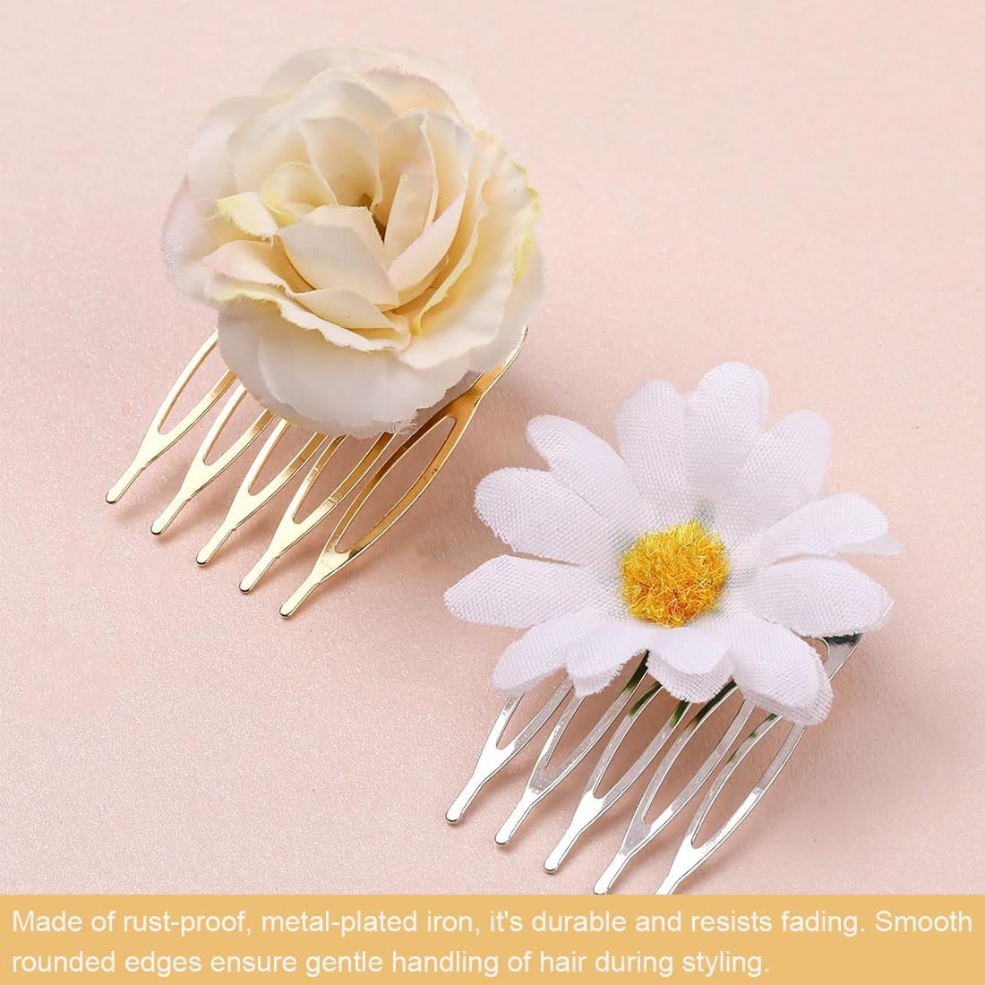 30 Pieces Loose 5-Tooth Silver Gold Side Hair Comb Pure Blank Craft DIY Bridal Veil Comb Decorative Headpiece French Twist Bun Clip image number 3