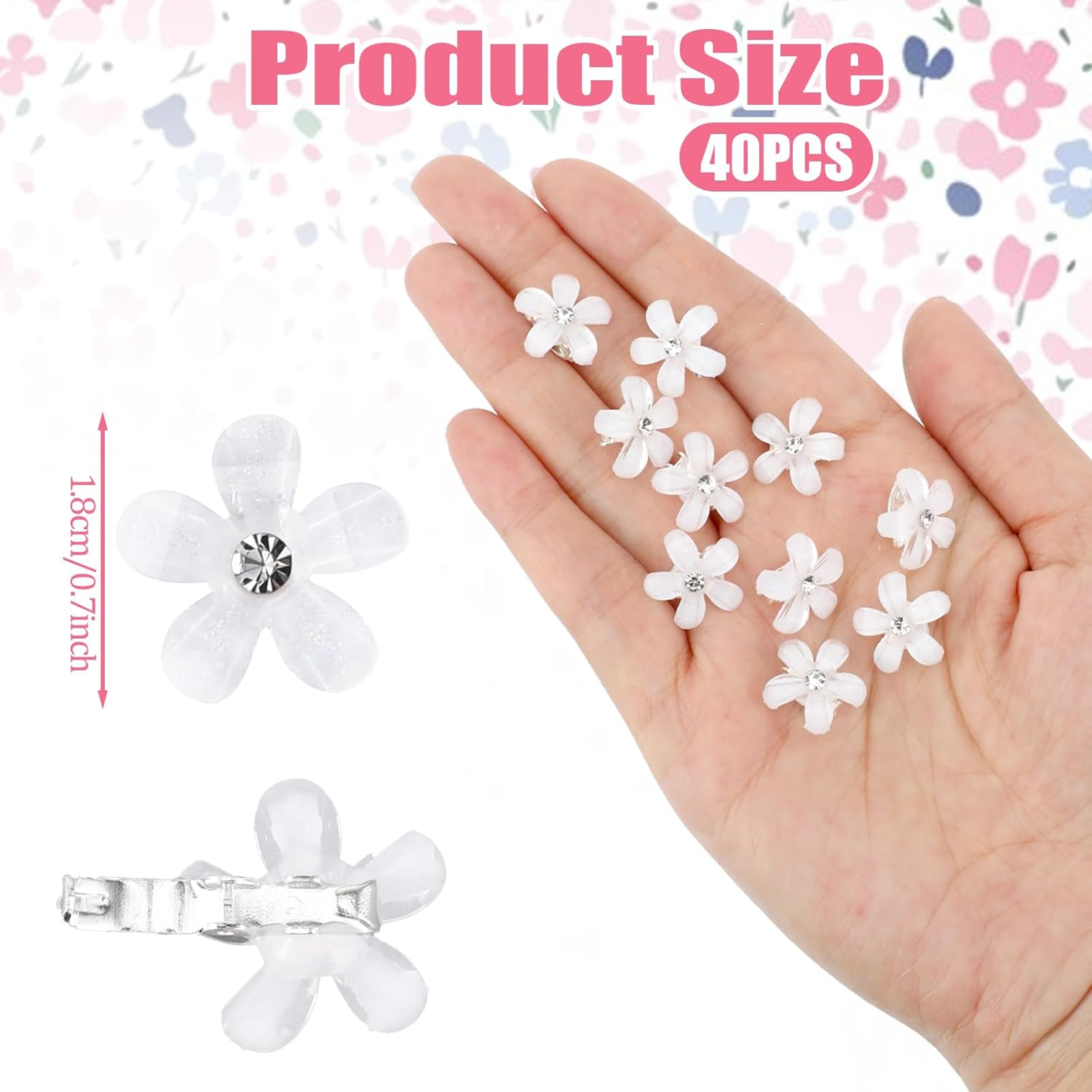 Pack of 20 Flower Hair Clips Small Hair Accessories Oktoberfest Women'S Hair Clip Flower White Mini Decorative Hair Clips Oktoberfest Hair Clips Flowers for Women Girls Birthday Party Wedding Party image number 5