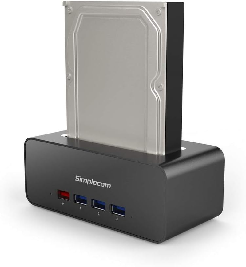 Simplecom SD351 USB 3.0 to SATA Aluminium Docking Station with 3-Port Hub and 1 Port 2.1A USB Charger