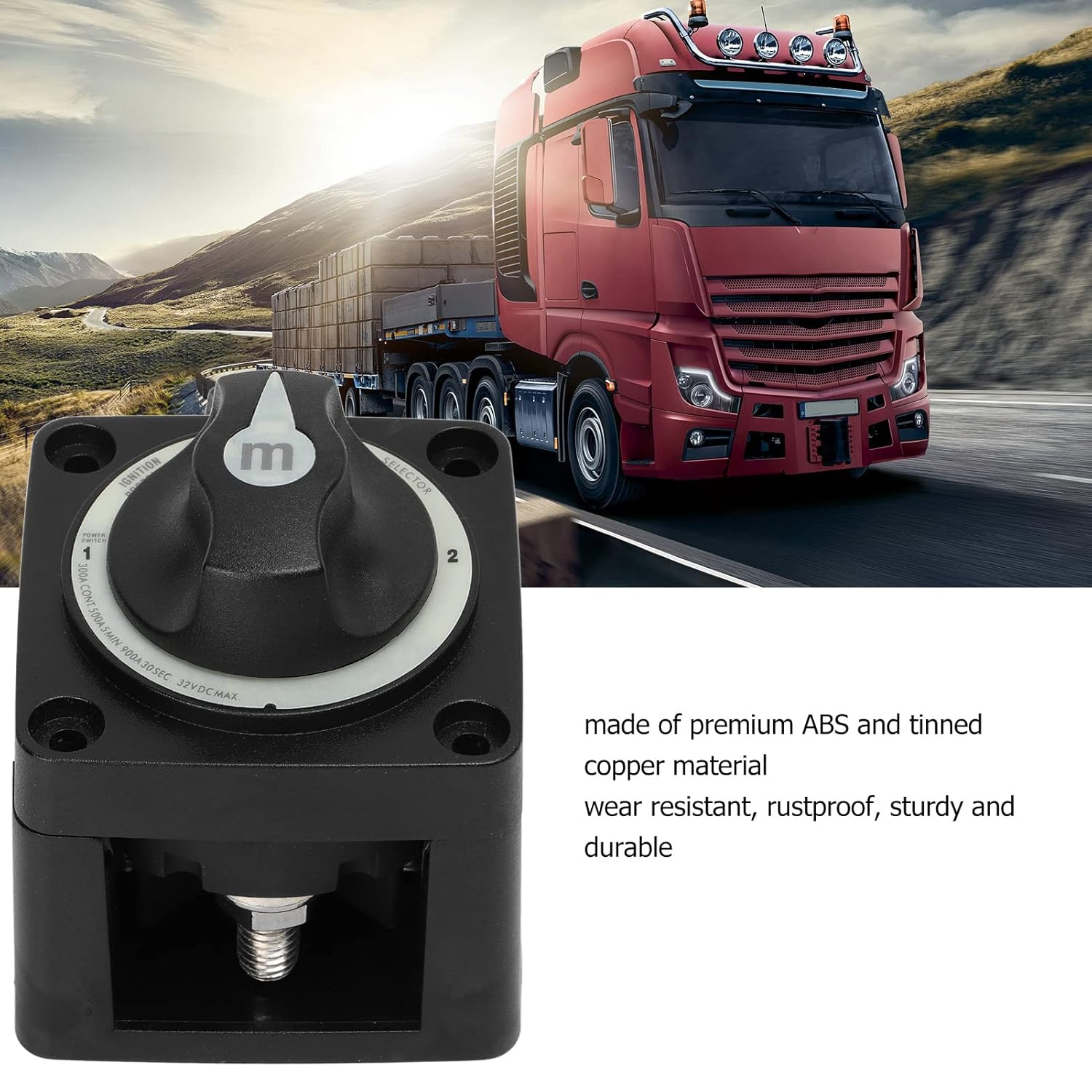 300A Battery Selector Switch, Heavy Duty 3 Position Marine Battery Cut off Switch with Tinned Copper,Ip66 Waterproof Battery Power Cut Master Switch Disconnect Isolator for RV Boat image number 1