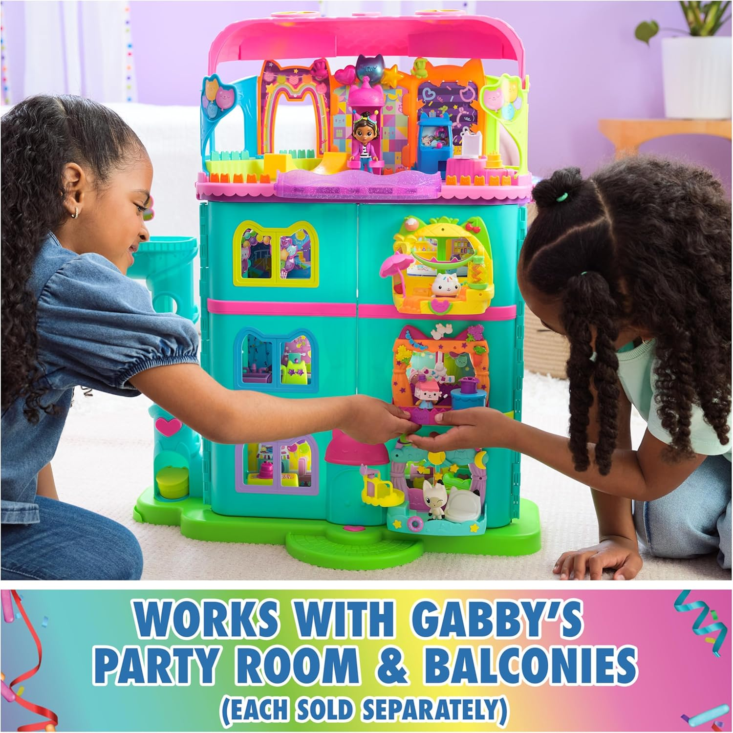Gabby&rsquo;S Dollhouse, 14-Piece Rainbow-Themed, Celebration Doll&rsquo;S House, Toy Figures, Doll&rsquo;S House Furniture and 10 Sounds, Kids&rsquo; Toys for Girls and Boys Aged 3+ image number 5