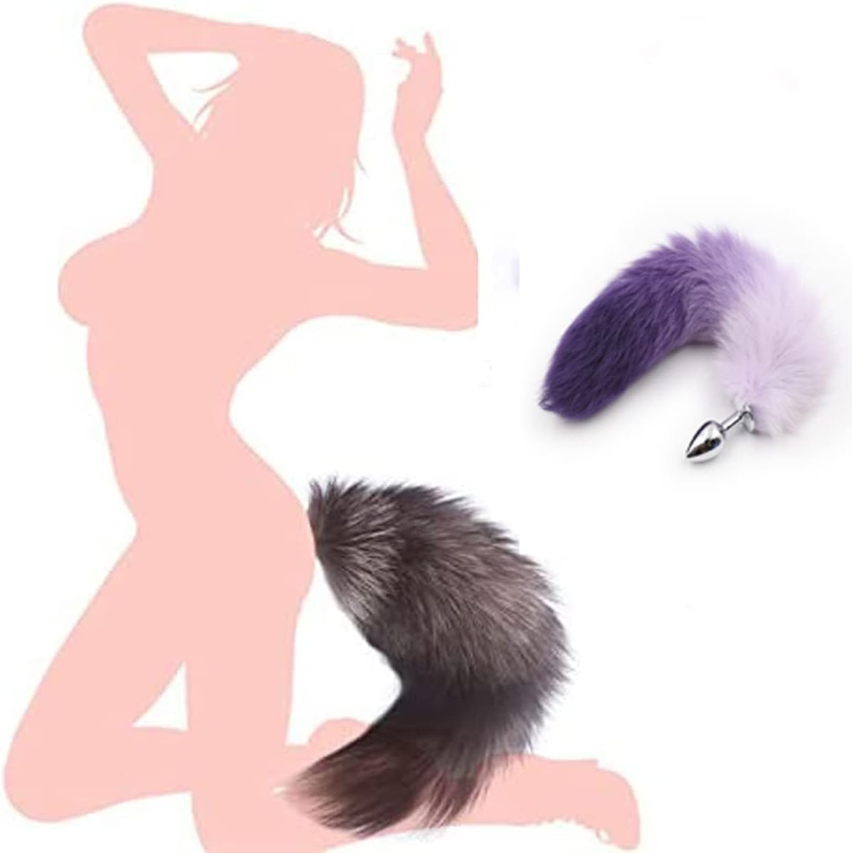 Ooiixx Fox Tail Anal Butt Plug Sex Toys for Beginner, Women, Men, Couple & Cosplay (18"Purple)