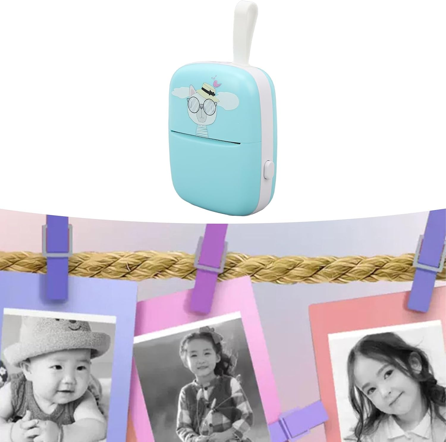 Printer, Portable Thermal Printer, Sticker Maker Machine Mini Printer, Label Printer Home Photo Scrapbook Small Printer for Learning Assistance, Study Notes, Picture (Blue) image number 5