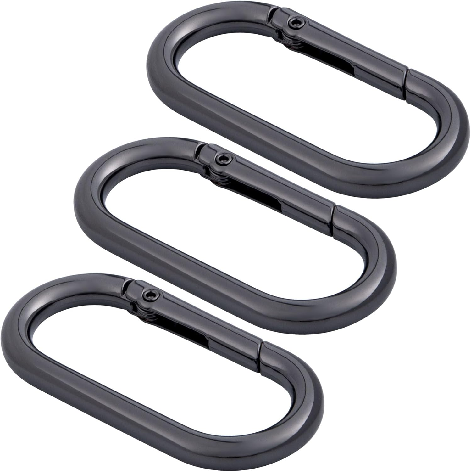 STSTR 3 PCS Oval Spring Ring Clips, Metal Keyring Purse Clip, Heavy Duty Opening O Ring Carabiner for Keychains, Buckle Clasp for Backpacks, Purse, Keys, Bag Strap (1.97 &times; 0.94 Inch), Light Gold