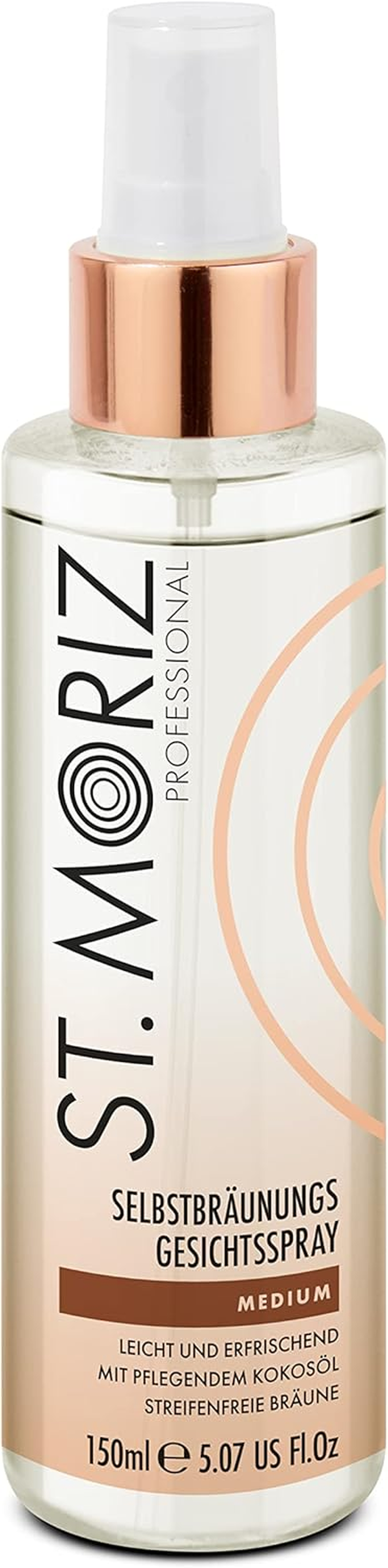 ST. MORIZ Self-Tan Face Mist - Self Tanner for Gradually Building a Tan on the Face, Suitable for Daily Use - with Caring Coconut Sol - Dermatologically Tested - 150 Ml