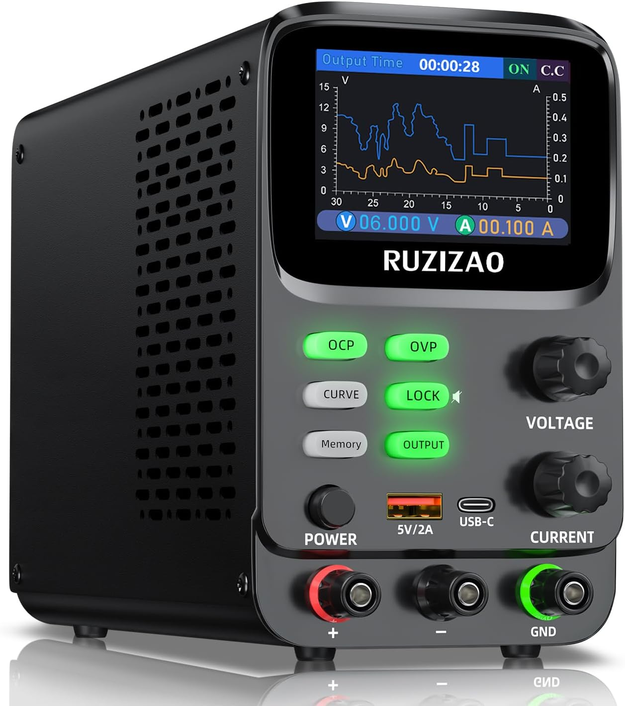 DC Power Supply Variable 30V 10A,5 Digit TFT Display Milliamp Current Display Curve Hyperbolic Encoder Bench Power Supply with OCP/OVP Storage Function Power Supplies Suitable(Ac 220V) image number 3