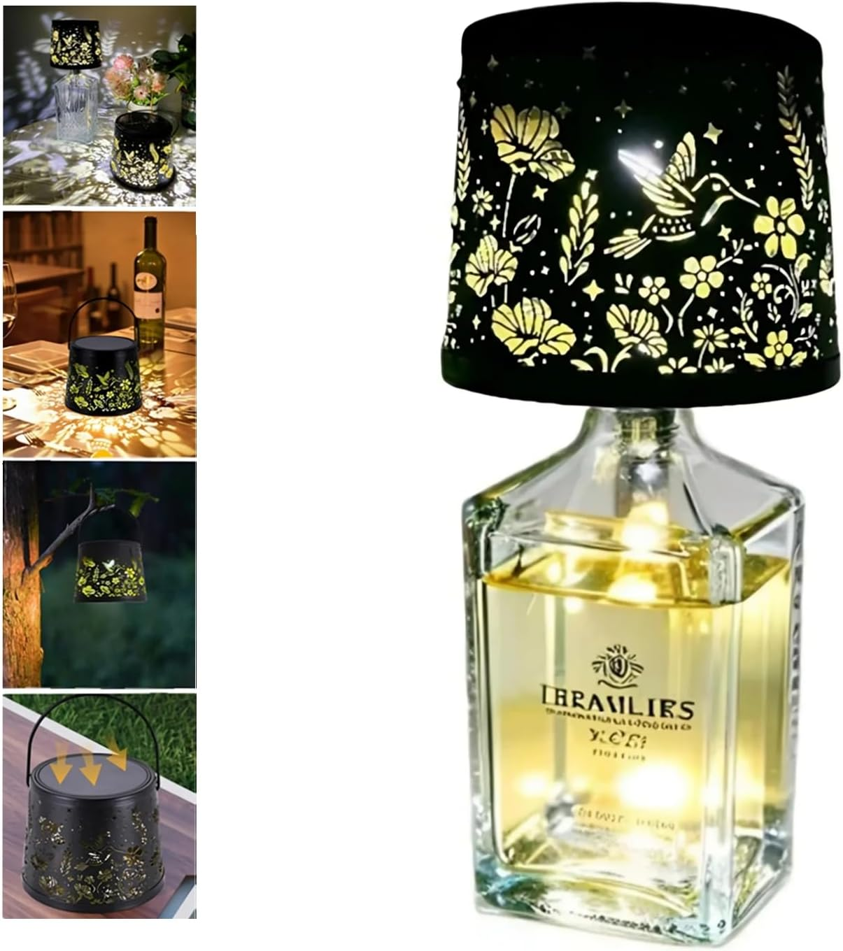 Lamp for Bottle, Wireless Bottle Lamp Attachment LED Rechargeable IP65 Lampshade Bottle Attachment Dimmable Bottle Lamps, for Restaurants Indoor and Outdoor Use, Bars, Bedroom, Camping image number 1