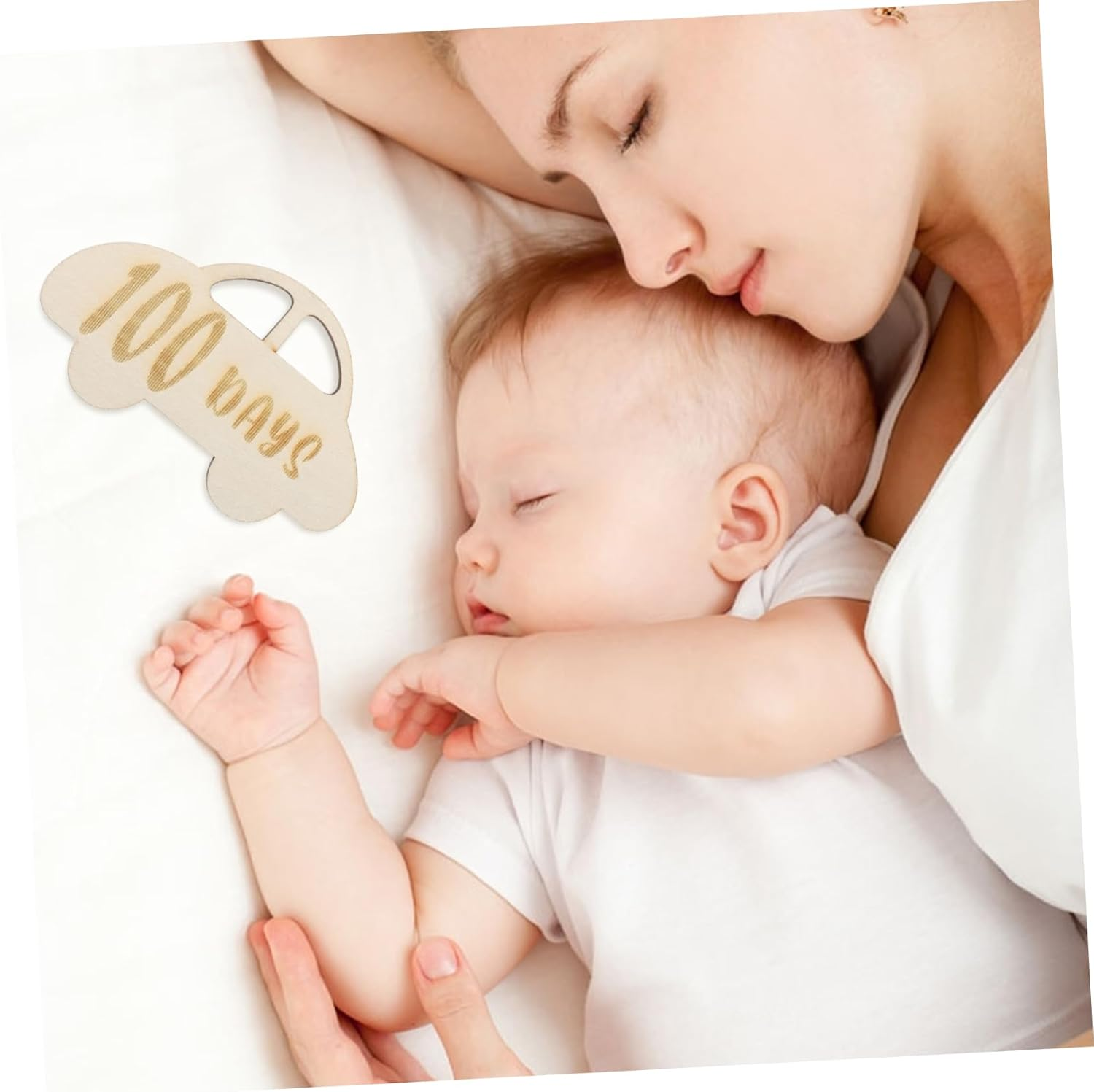 KONTONTY Wooden Growth Milestone Card Days Milestone Chip for Newborn Photography Beautiful Keepsake to Commemorate Precious Moments and Enhance Home Decor image number 3