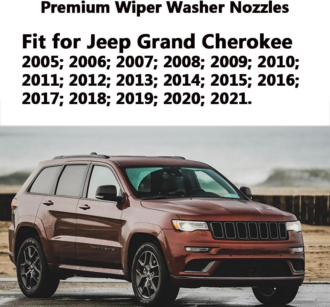 58112 Premium Wiper Washer Nozzles Fit for Jeep Grand Cherokee 05-2021 | Mitsubishi Galant 09-2012, Windshield Washer Fluid Jet Nozzle | Easy to Install | 2 Pack, Ref 55372143AB, 8265A127, 8265A128 image number 2
