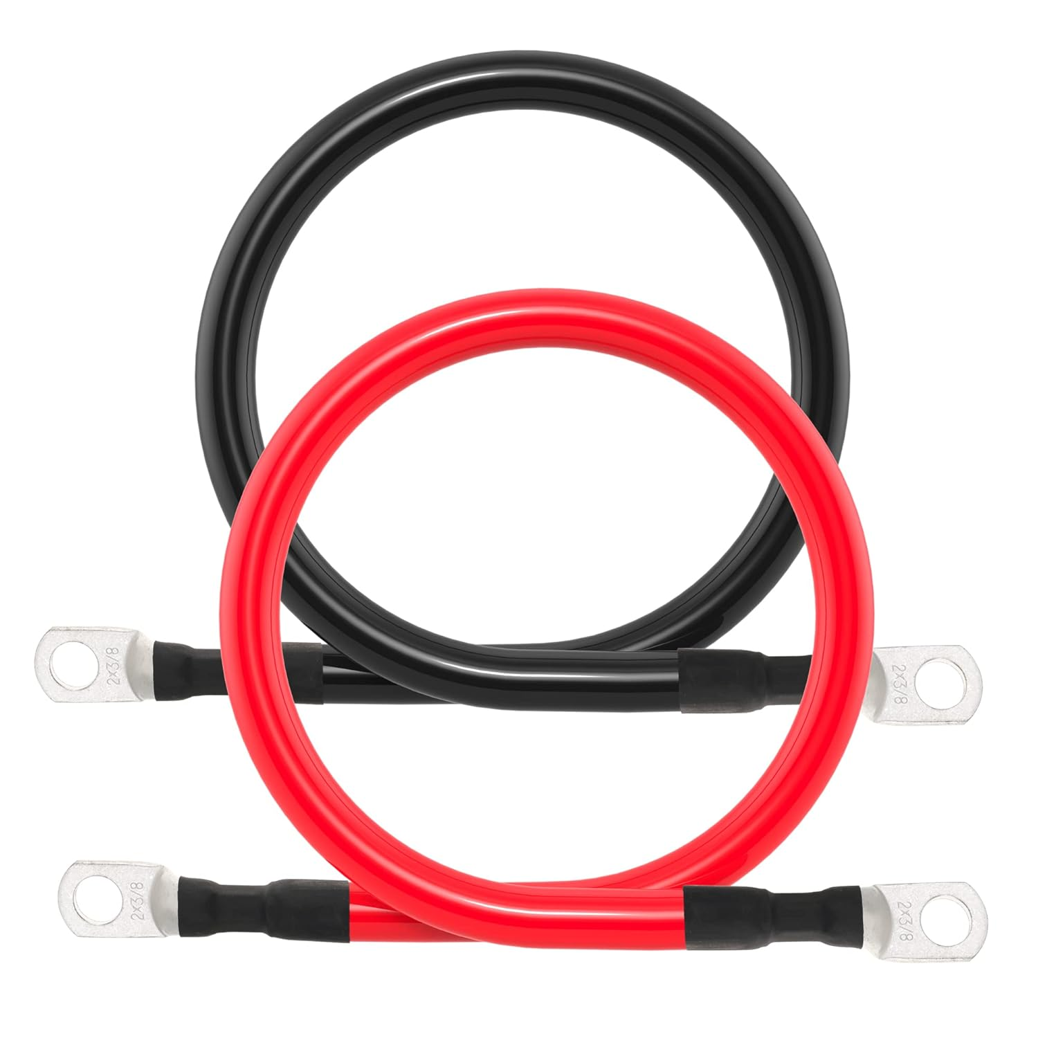 2 AWG Battery Cable 2AWG Gauge Battery Inverter Cables with 3/8 in Lugs Pure Copper Power Inverter Wire Set for Solar Marine Boat RV Car Motorcycle 2Pcs (1FT) image number 6