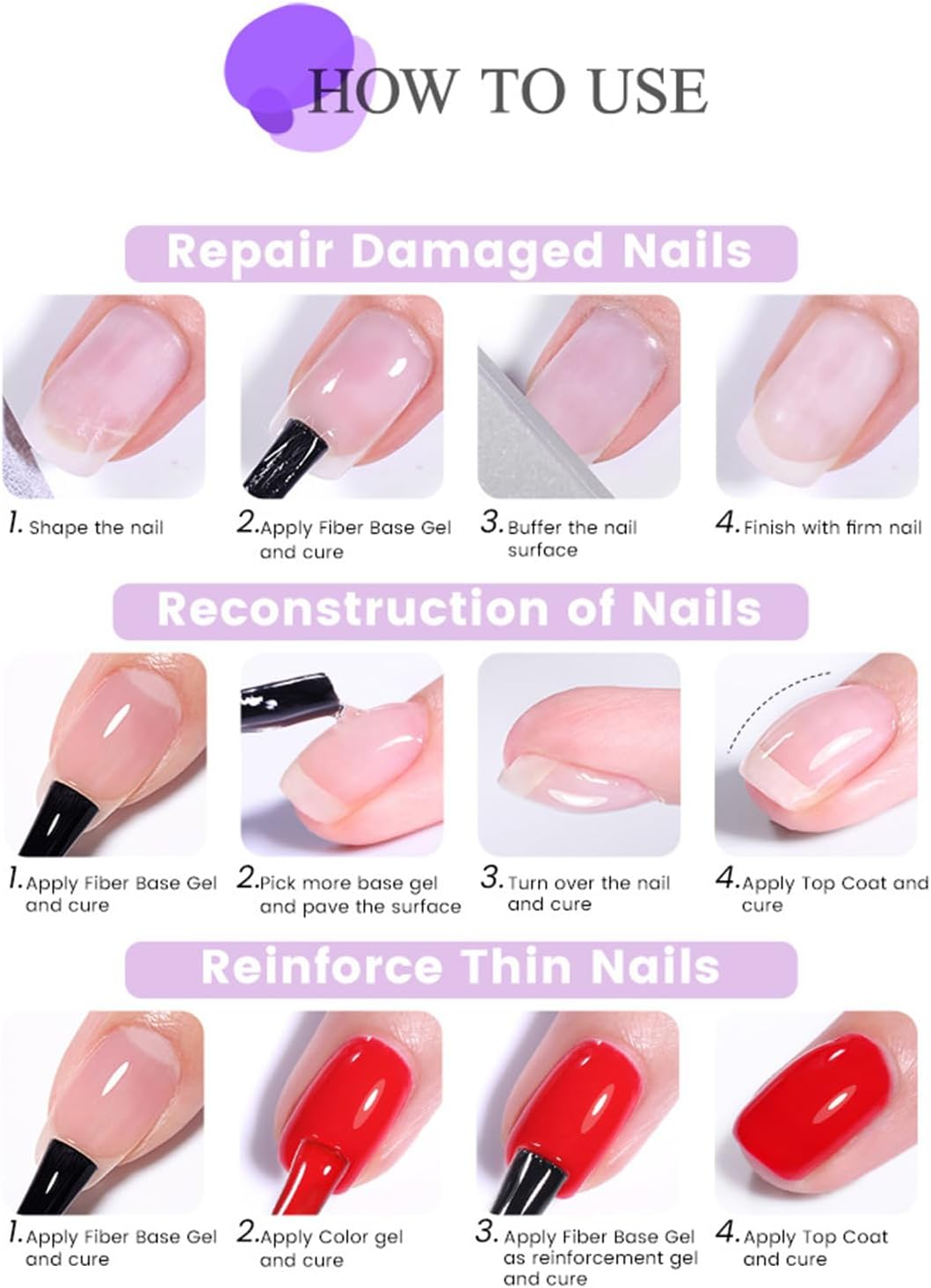 Lmyit Fiberglass Gel for Nails,Clear Fiber Glass Rubber Base Gel Nail Polish - Transparent Soak off Manicure Pedicure Accessories for Home Outdoor Indoor Professional Beauty Salon image number 1