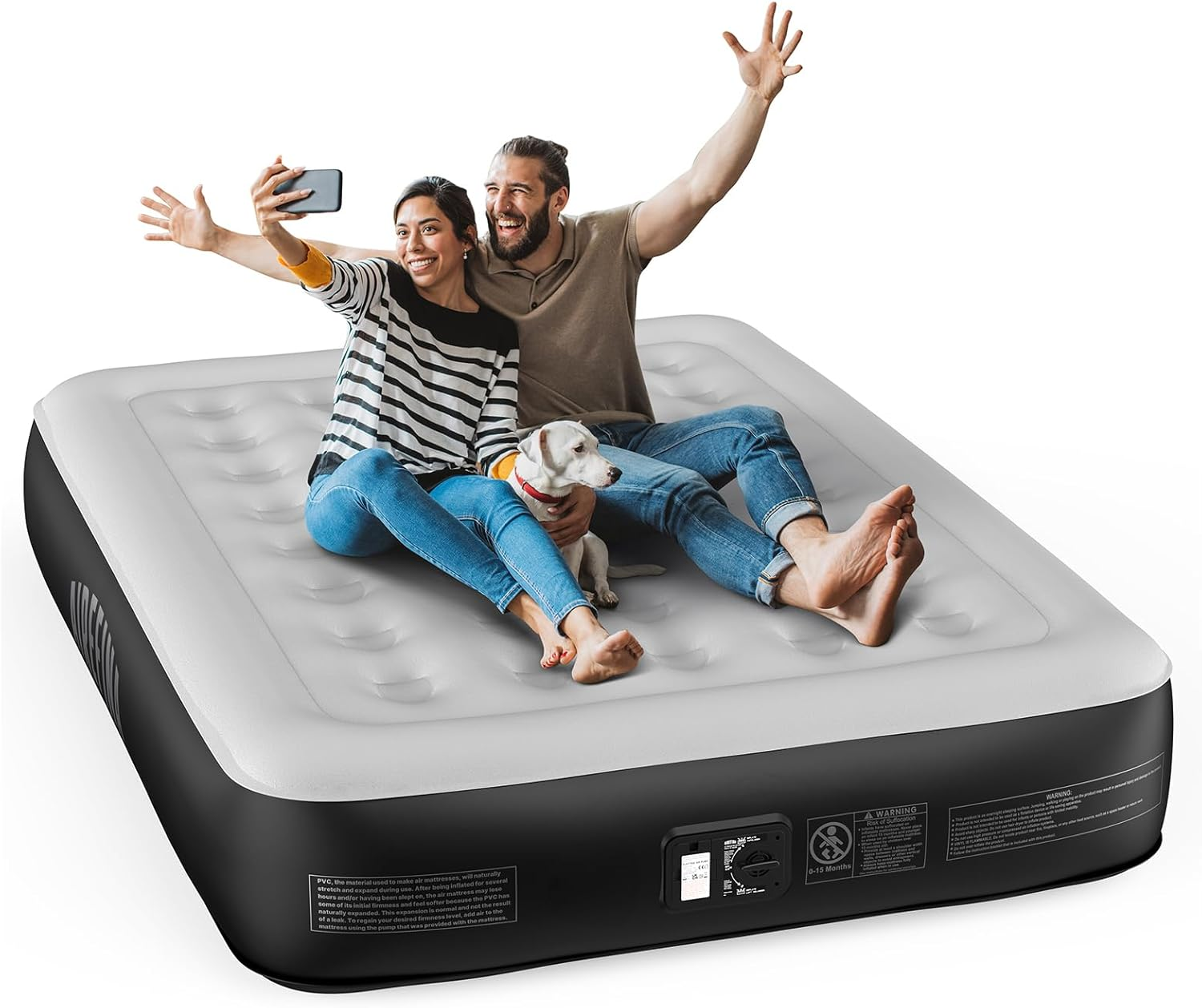 Airefina Queen Size Air Bed, Inflatable Bed with Built-In Pump, 3 Mins Quick Self-Inflation/Deflation Air Mattress, Comfortable Surface Blow up Bed for Home, Camping & Guests 203X152X33Cm 295Kg MAX image number 3