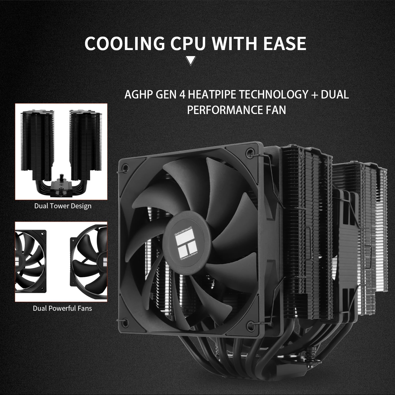 Thermalright Peerless Assassin 140 Black CPU Air Cooler, 6 Heat Pipes, Dual PWM Fans and Double Towers,158Mm High CPU Cooling with Top Cover,Foram4/Am5&Intel LGA 1851/1700/1150/1151/1200 image number 5