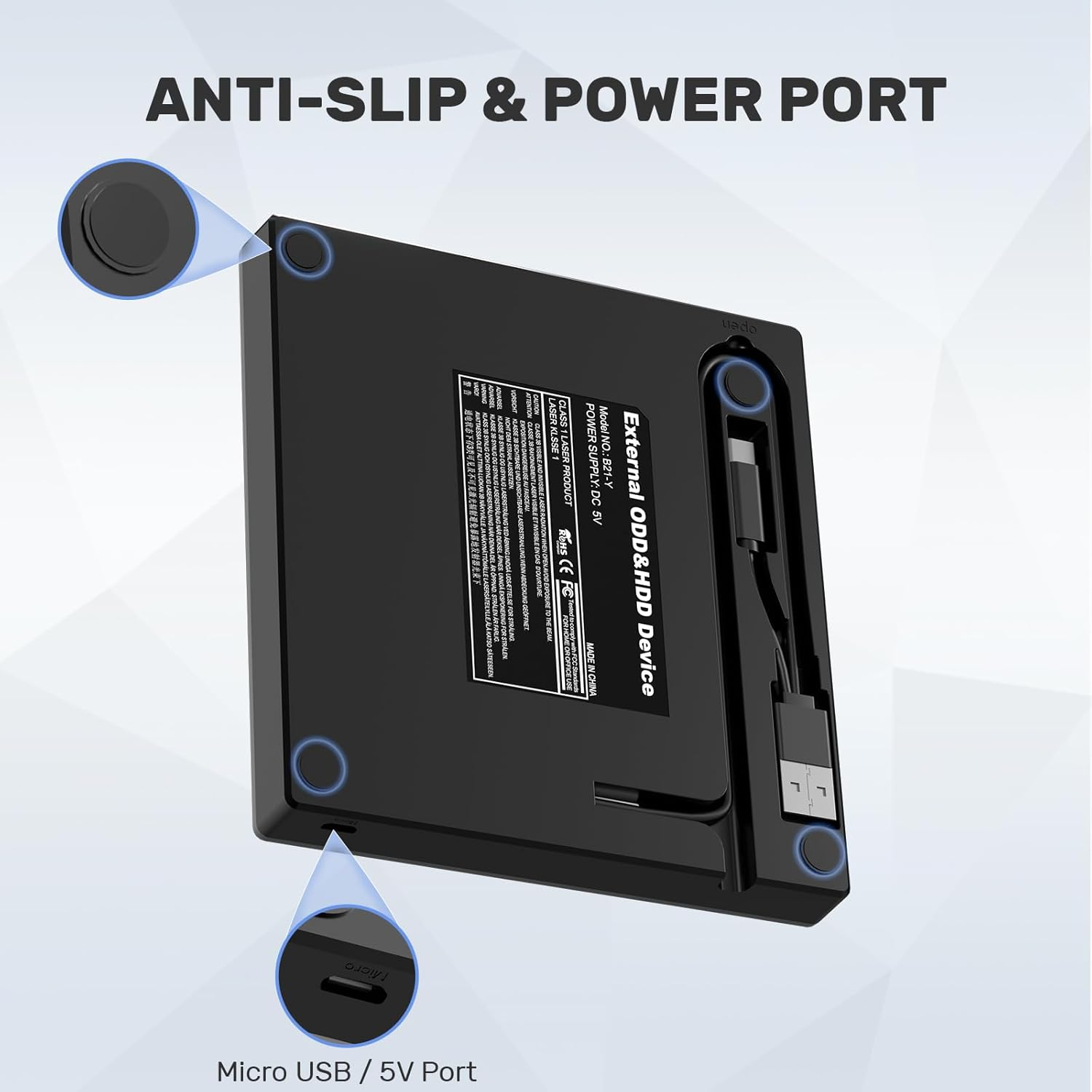 Unitek External CD DVD Drive, USB C Portable CD/DVD +/-RW Drive/Dvd Player with SD Card Reader USB 3.0 USB C Hub CD ROM Burner Compatible with Laptop Desktop PC Windows Linux OS Apple Mac