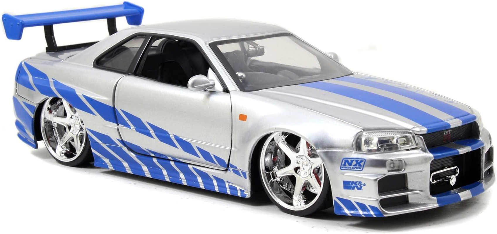 Jada Metal Fast and Furious 1 Diecast Nissan Gt R R34 Vehicle, Pack of 1, Silver - Multi-Colored image number 3