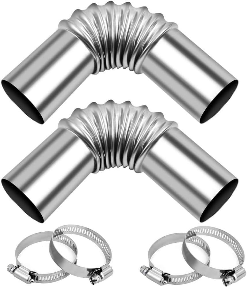 Silver Stainless Steel Exhaust Hose 25Mm Windproof Cap Gas Water Heater Air Diesel Parking Heater Exhaust Pipe Tube Elbow Connector for Diesel Boat Heater（2Pcs） image number 1