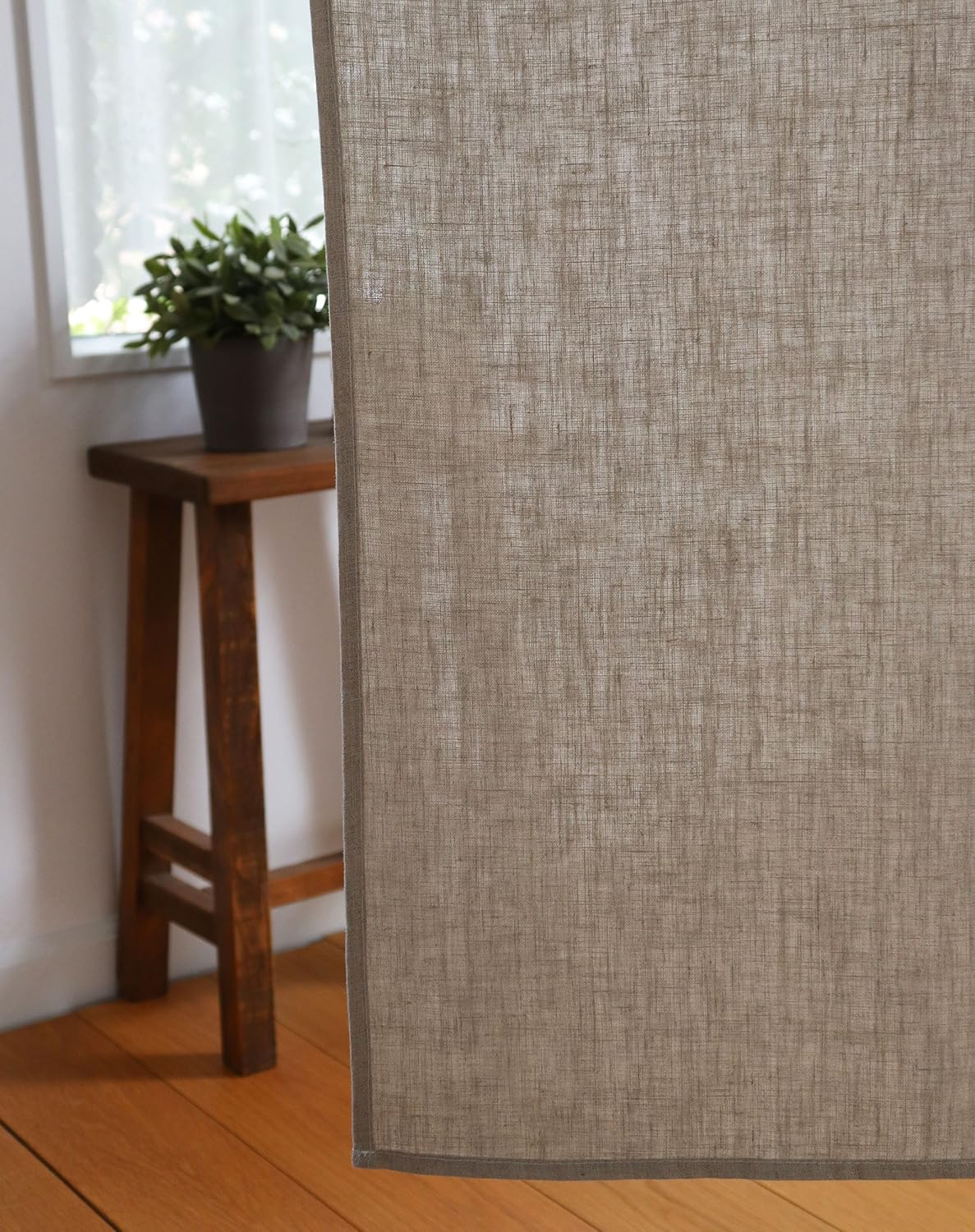 Sunnyday Fabric Linen 100% Doorway Curtain (W33.5 Xh66.9) Japanese Noren Tapestry, Graysh Beige, for Any Type of Room image number 6