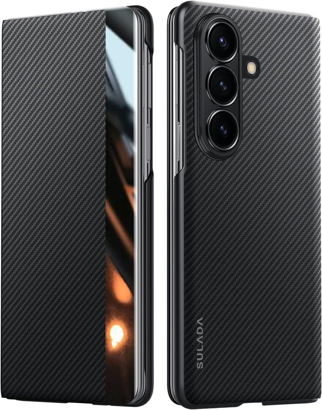 Komiyaa for Samsung Galaxy Z Fold 7 Case, Auto Wake/Sleep, [Compatible with Magsafe], Carbon Fiber Texture Skin-Friendly Case with Card Slot, Slim Protective Case for Samsung Galaxy Z Fold 7 (Blue)