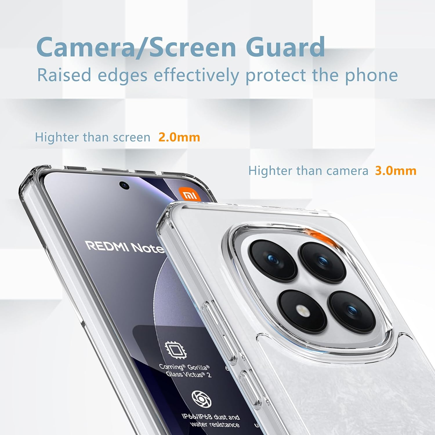 Anoowkoa TPU Case for Xiaomi Redmi Note 15 Pro Plus/Redmi Note 15 Pro+ 5G Phone Case Clear with Built-In Camera Lens Protector Thin Transparent Protective Back Cover Soft Flexible Silicone Case