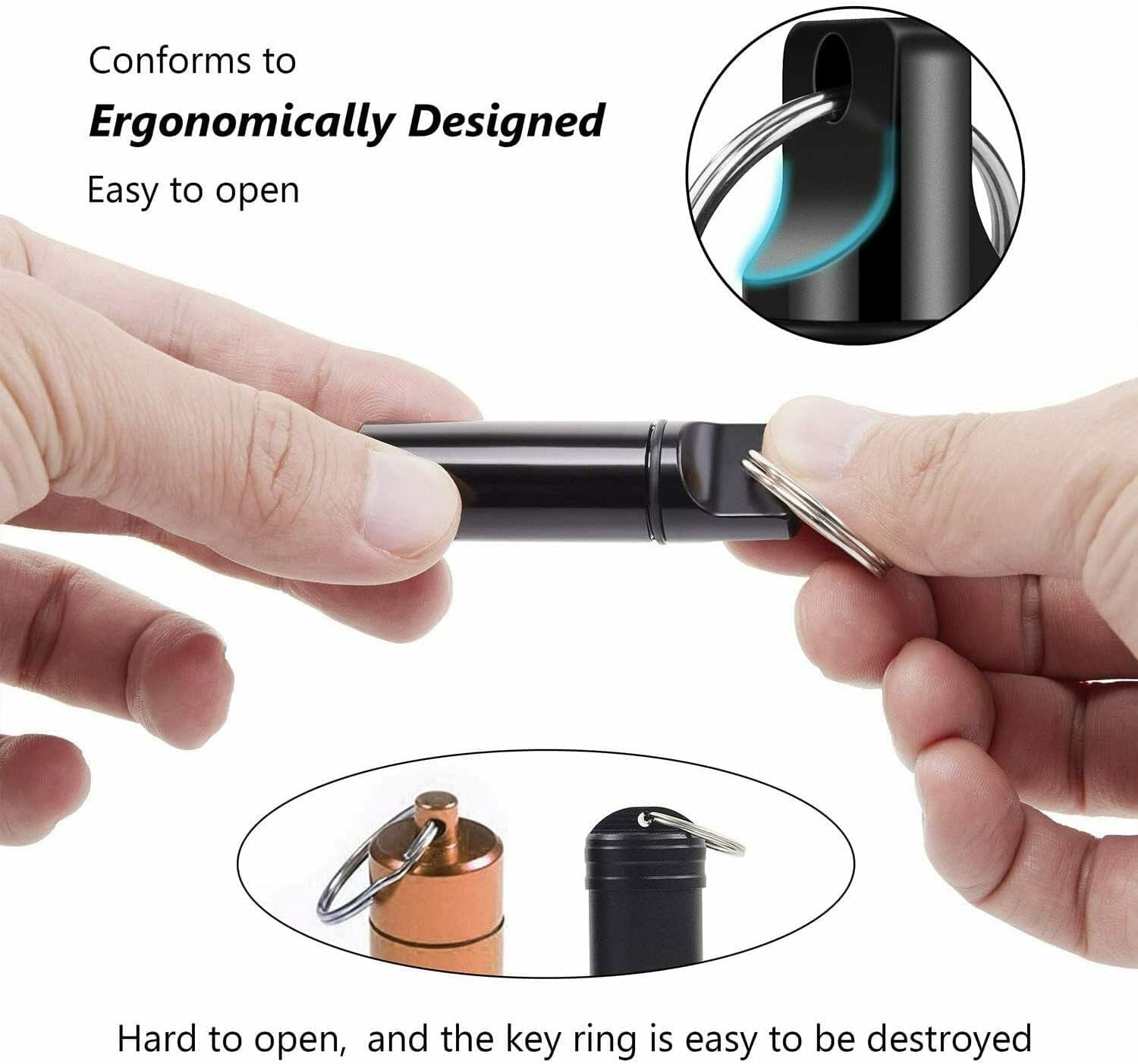 Aluminum Pill Organizer, Mini Pll Box, Bottle Keyring Stash Waterproof Medicine Oragniser (Black)