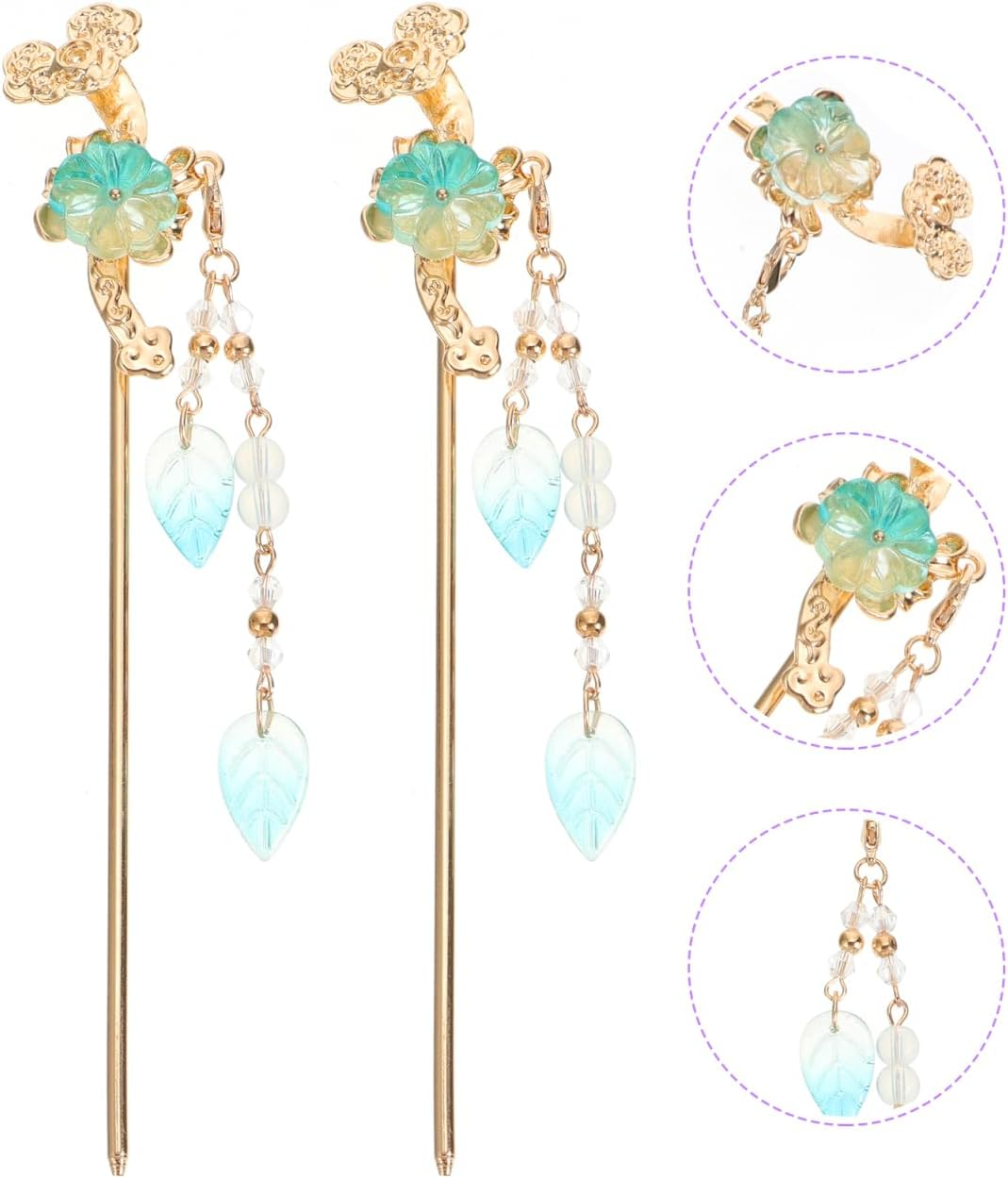 2Pcs Chinese Style Alloy Hair Stick Vintage Hair Pins for Women Multi-Functional for Casual Parties and Cosplay Unique Present image number 2