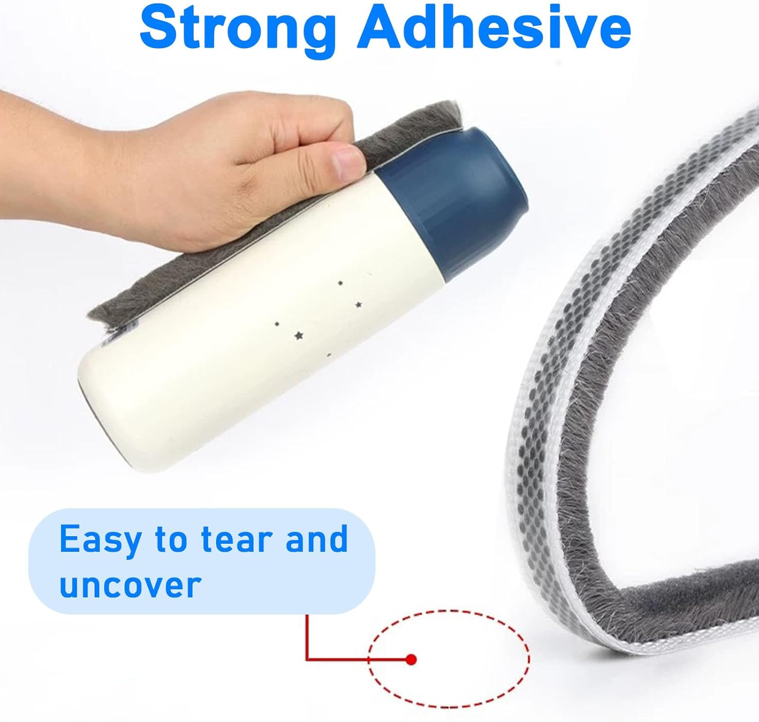 Weather Stripping Door Window Seal Strip 33 Ft, Selfadhesive Strong Adhesion, Soundproofing, Draft Blocker, Dustproof, Suitable for Doors and Windows Cabinet Doors, 0.2 Inch Thick, White image number 6