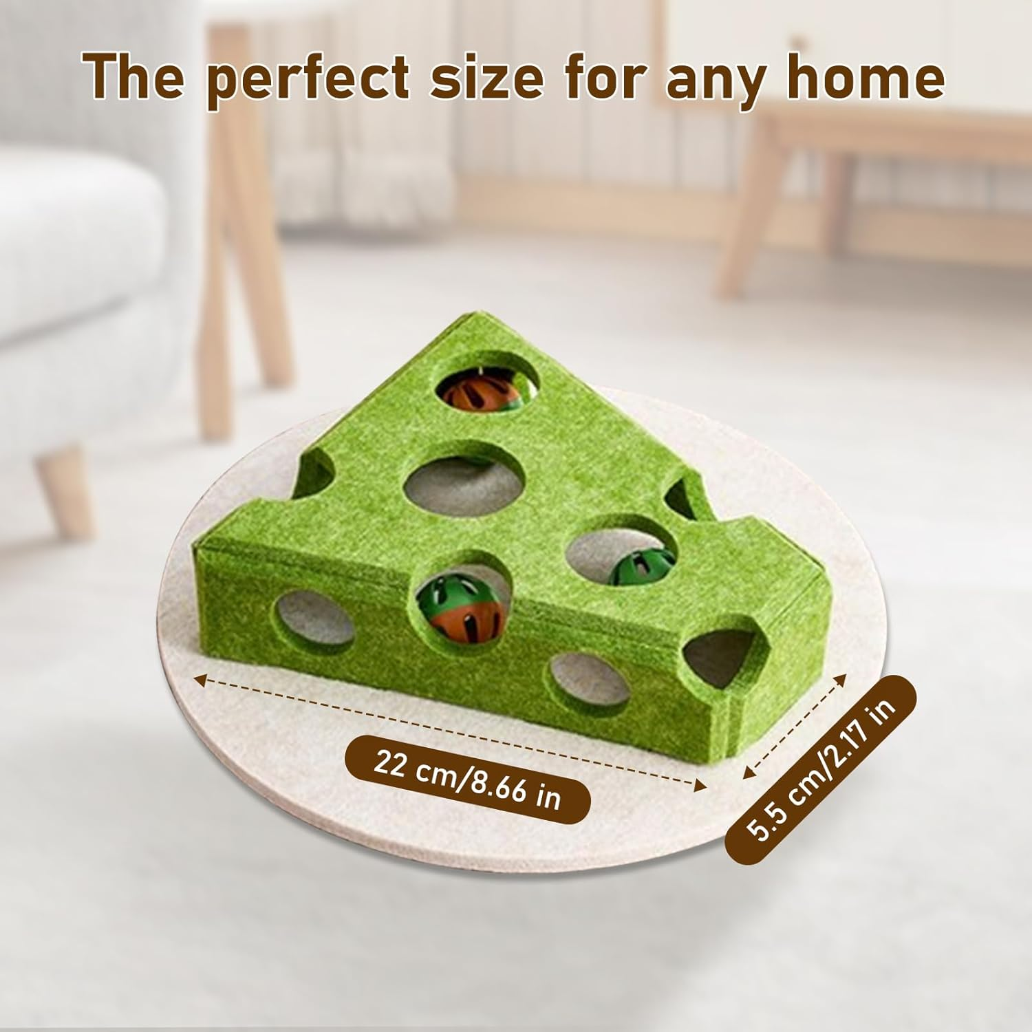Cat Puzzle Toy, Interactive Cat Toys for Indoor Cats, Kittern Ball Toy with Soft Felt Maze Game Puzzle Box - Fun & Stimulating for Indoor Cats - round (Cheese) - Round image number 7