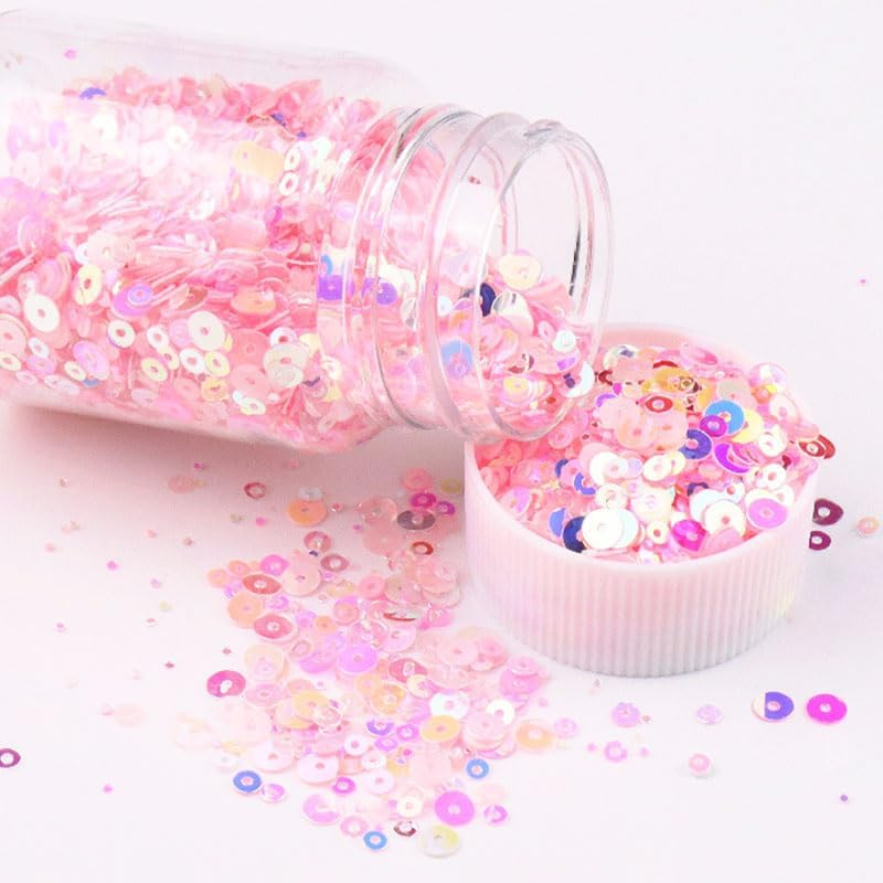 20K PCS 50G round Glitter Sequins, Sequin Art for Crafts Kids, Sequins for Sewing, Pink - Blue image number 5