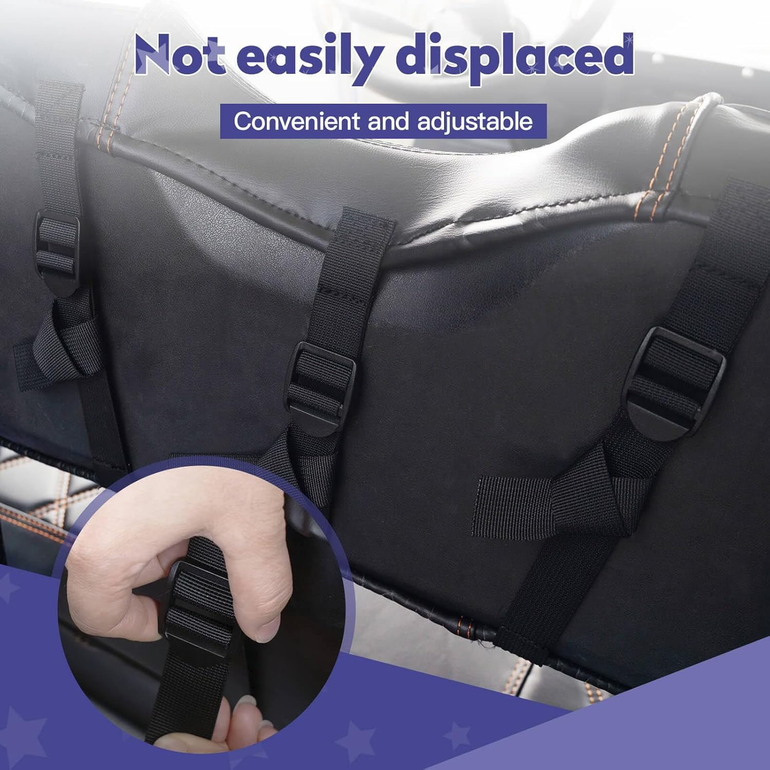 NOKINS Golf Cart Diamond Seat Covers Kit, Fit for EZGO TXT 1994-2013 OEM Ordinary Front Seat Cushion, Golf Cart Vinyl Seat Cover, No Nails Required (Black and Brown Stitching)