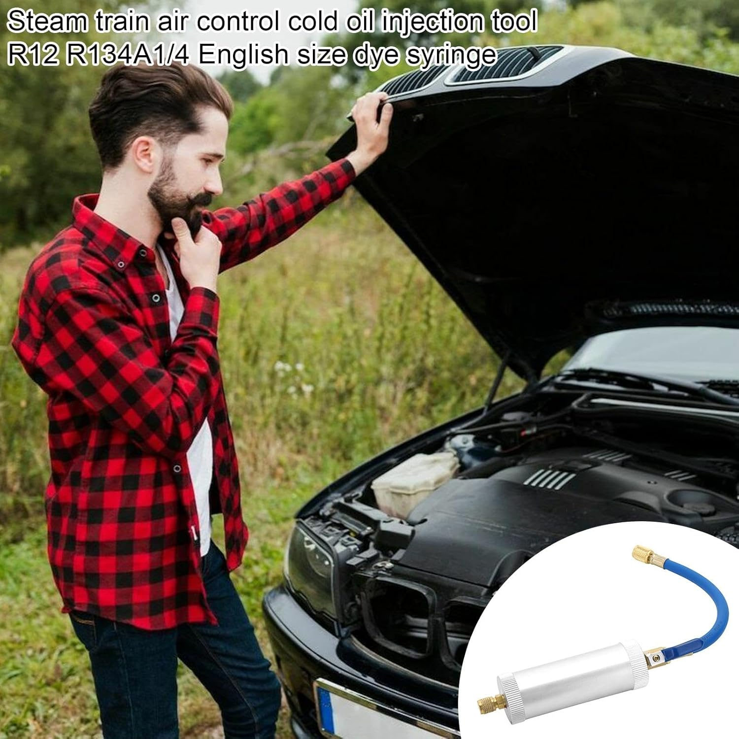 AC Dye Oil Injector | Air Conditioning Coolant Filling Tube Injector Tool | A/C Oil and Dye Injector Refrigerant Tool, Air Conditioning Car Oil Injector for R134A Air Conditioning image number 2