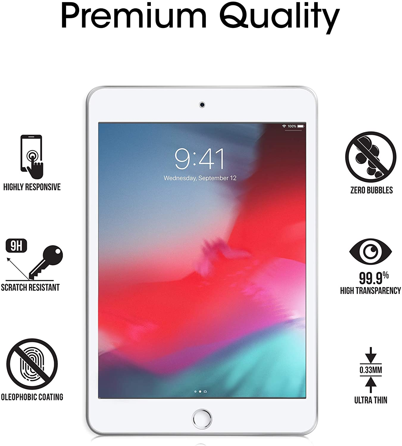 Amfilm Glass Screen Protector for Ipad Mini 5 (2019) and Ipad Mini 4, Tempered Glass image number 1