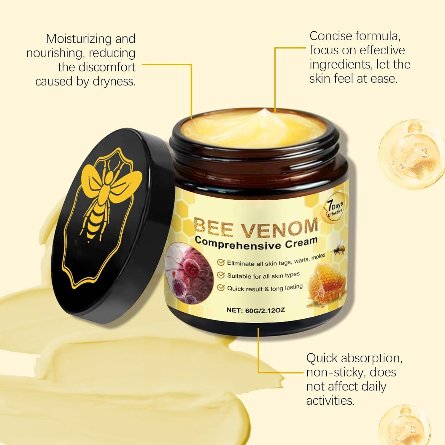 2PC Bee Venom Cream, 2025 New Bee Venom Cream for All Skin Types，Visibly Reduces Skin Blemishes and Smoothes Skin image number 2