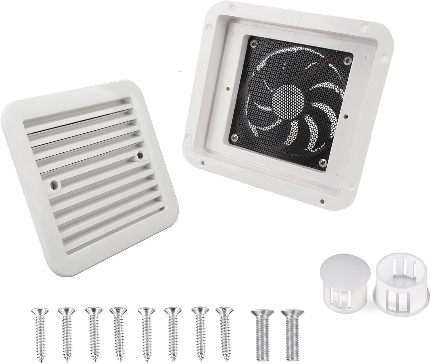 RV Exhaust Fan, 12V RV Side Vent,With Grille for Enclosed Trailer Side Vents, Air Ventilation Fan for Caravan, Motorhome, Camper, Black