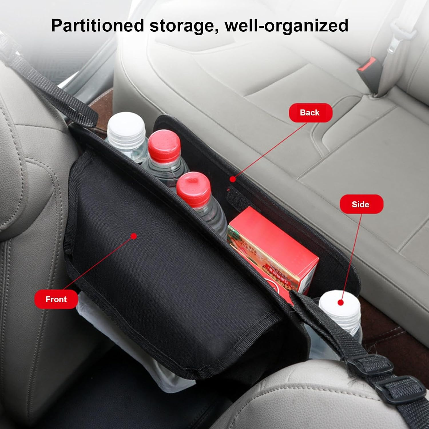 Car Purse Holder between Seats, Multi-Compartment Oxford Cloth Car Organizer - Large Capacity Multifunctional In-Between Seat Car Organizer for SUV, Truck image number 4