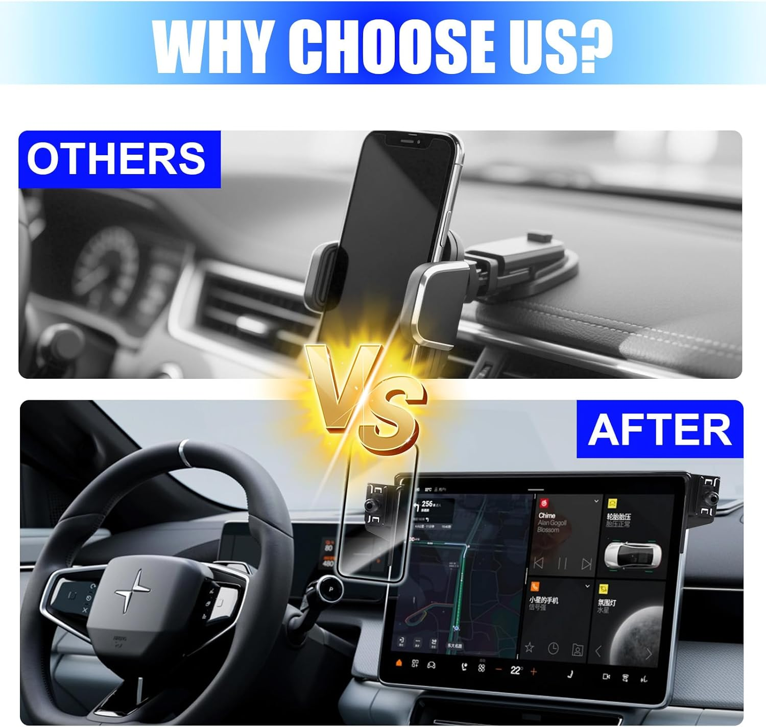 Entertainment Screen Mobile Phone Holder Mount, Compatible with BYD Shark 6 2025, Black (15.6 Inch Only) image number 1