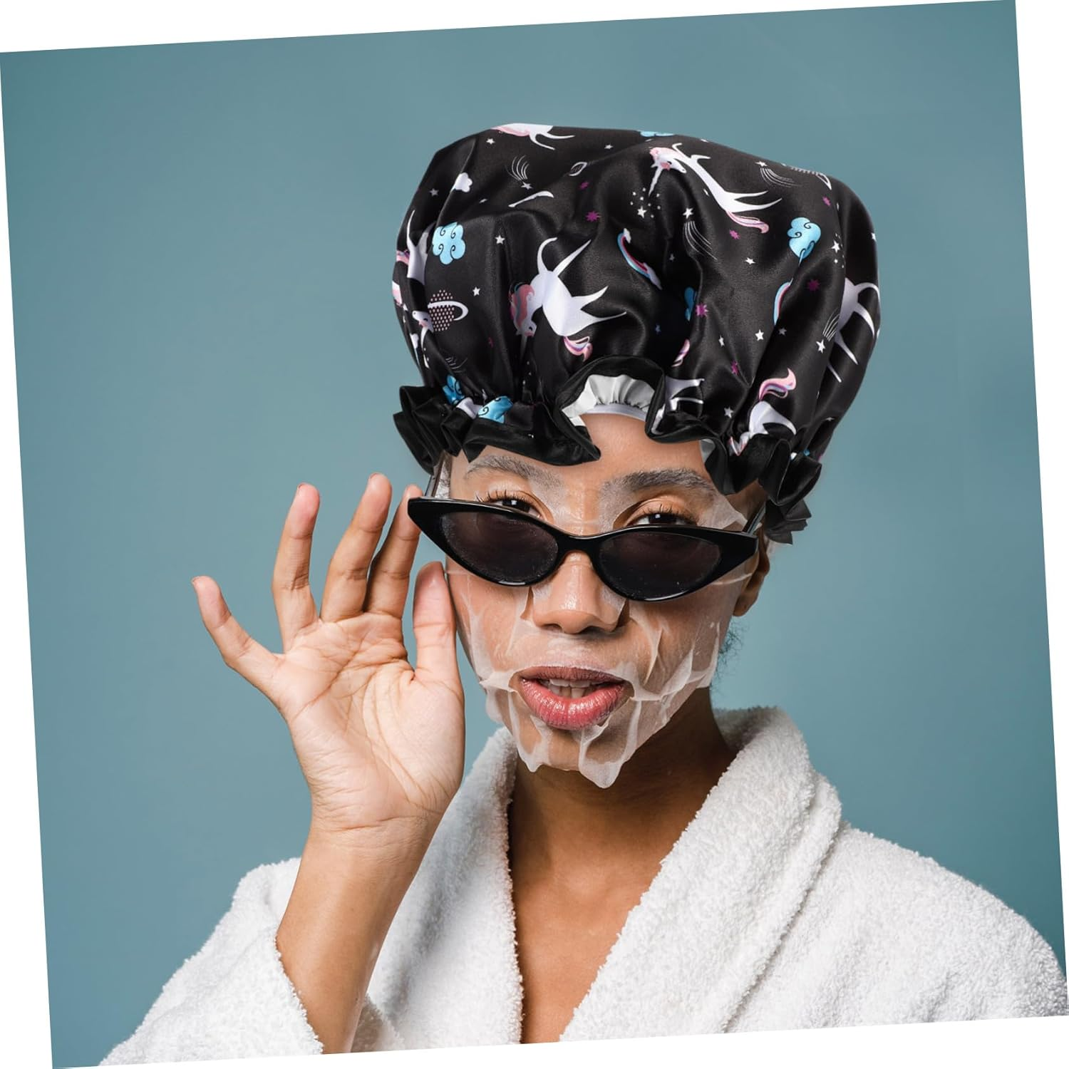 Cabilock 3Pcs Elastic Protective Shower Caps Multipurpose Hair Dyeing Caps for Home Use image number 2