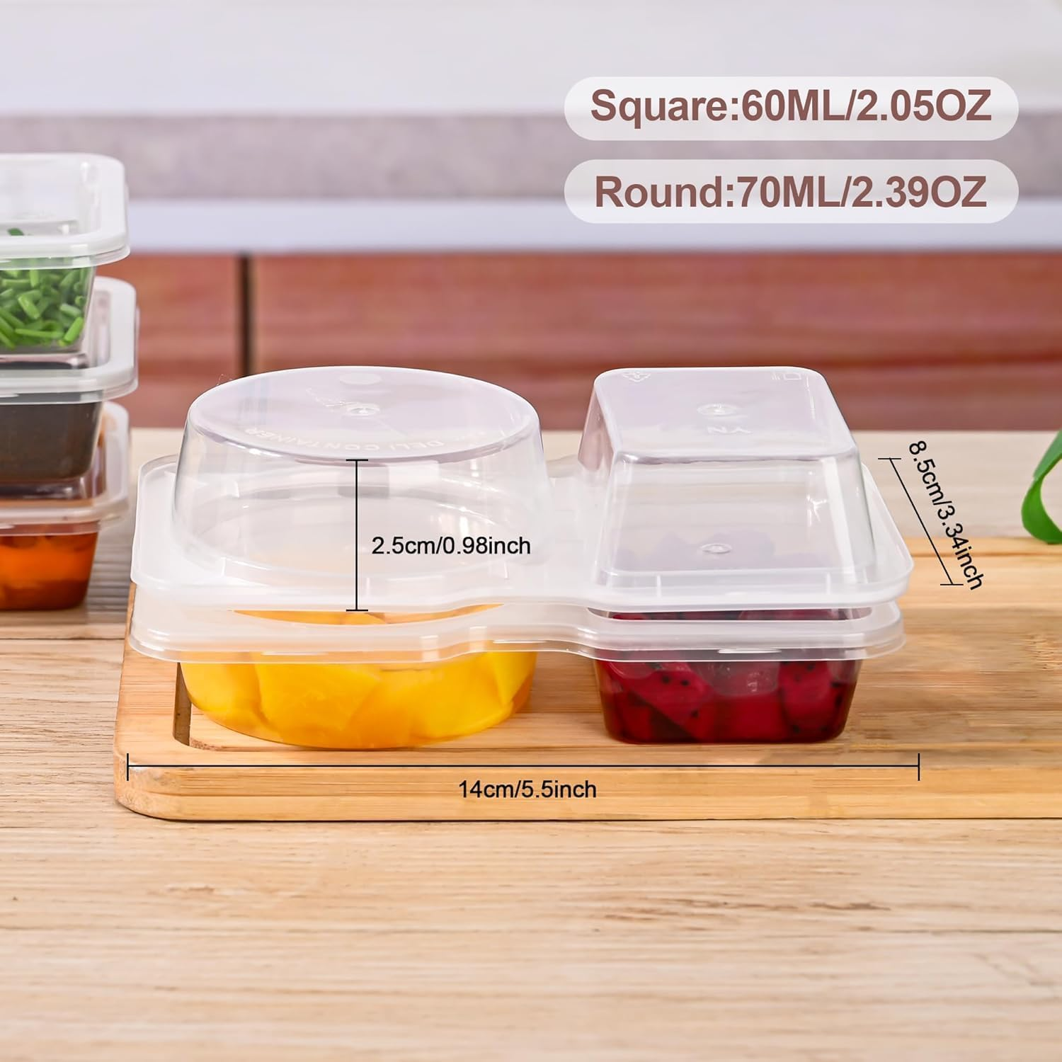 20PCS Double Compartment Rectangular Condiment Containers with Lids - Reusable Snack Packs for Takeout, Lunch, and More image number 1