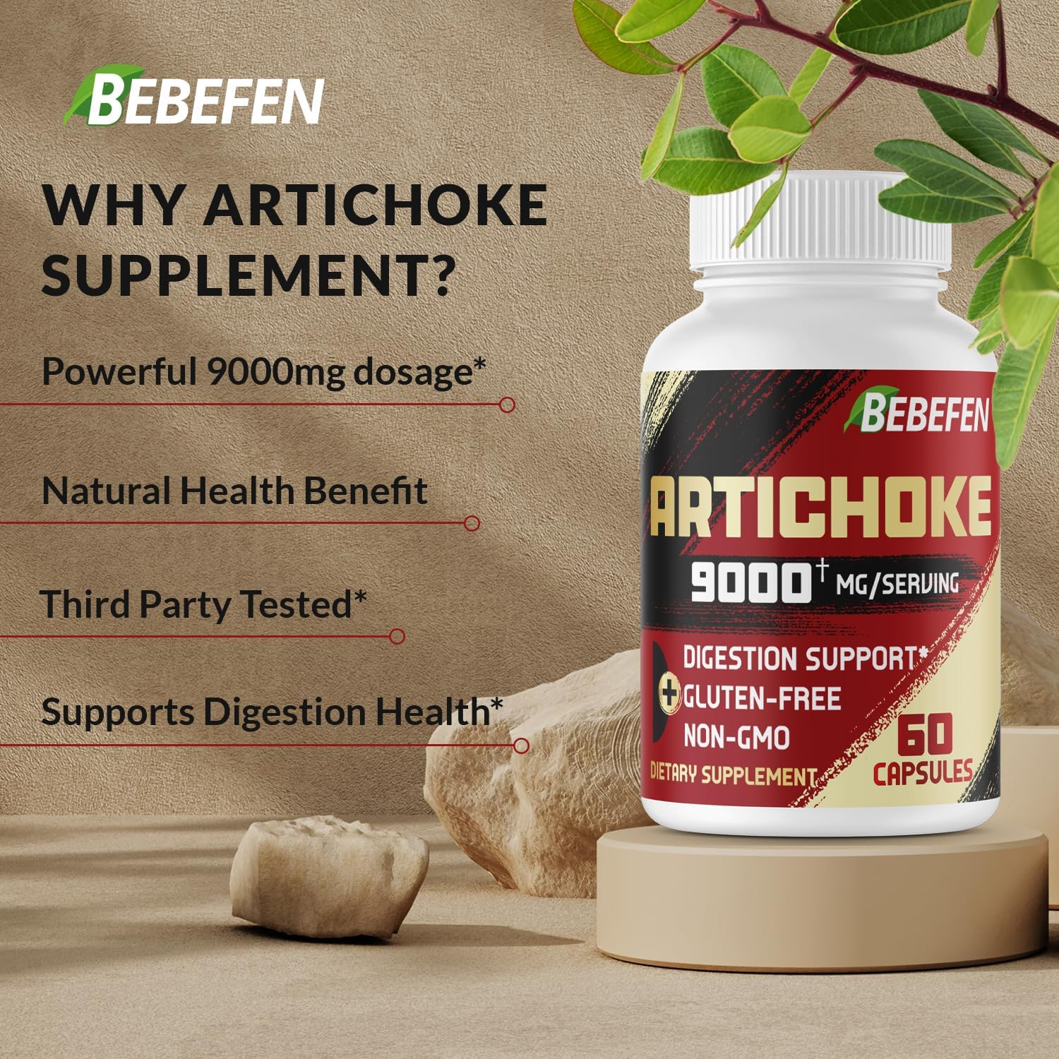 Artichoke Extract Capsules 9000Mg - Dietary Supplement for Digestive System & Body Balance - Vegetarian, Non-Gmo - Artichoke Juice Supplement image number 6