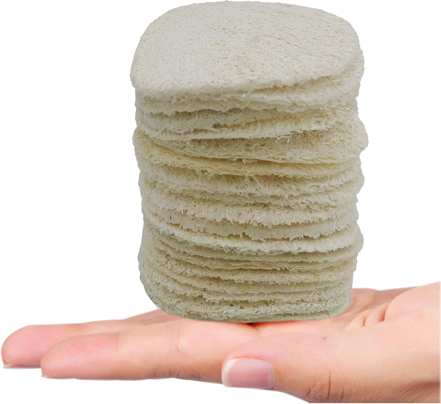 (20 PACK) Mini-Sided Exfoliating Complexion Pure Loofah Face Pad Renewable Shower Scrubber Sponge Smooth Disc Pad Scrubber Makeup Cleanser Pad image number 5