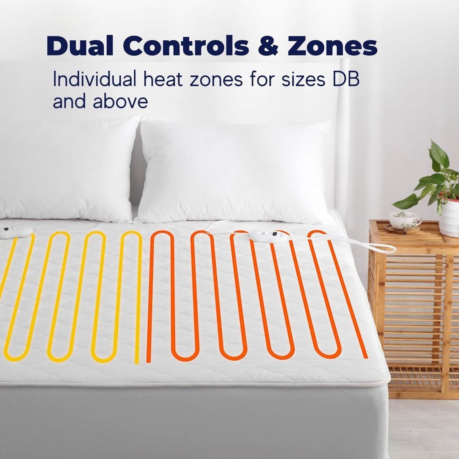 Dreamaker 100% Cotton Filling and Natural Cotton Cover Quilt Electric Blanket Fully Fitted Heated Blanket Overheat Protection Adjustable 3 Heat Settings LED Display Detachable Controller (Single) image number 5