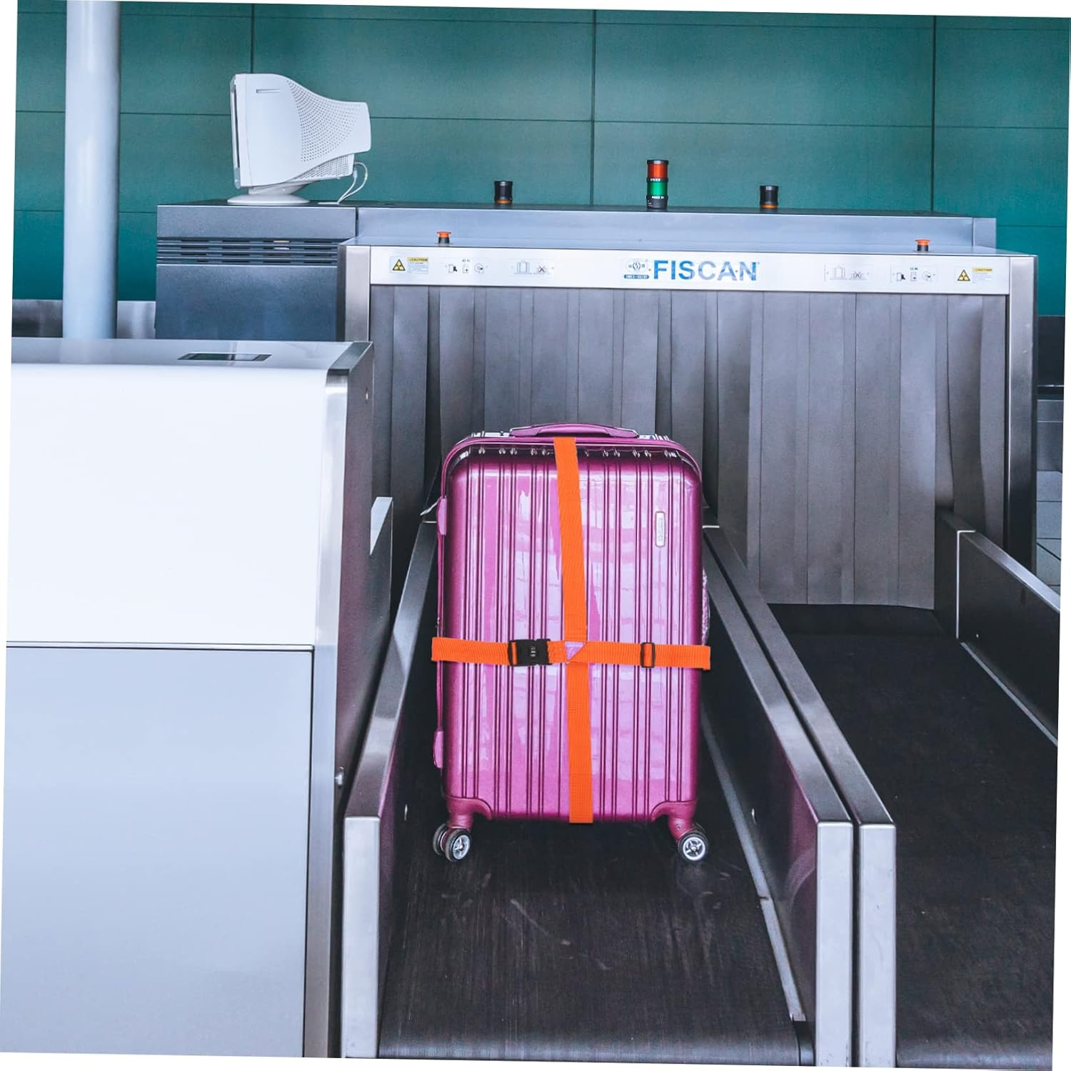 Baluue Luggage Straps Cross Suitcase Belt with Combination Lock, Adjustable Travel Luggage Fixing Strap for Checked and Hand Bags, Sturdy Orange Suitcase Accessories for Secure Travel image number 4