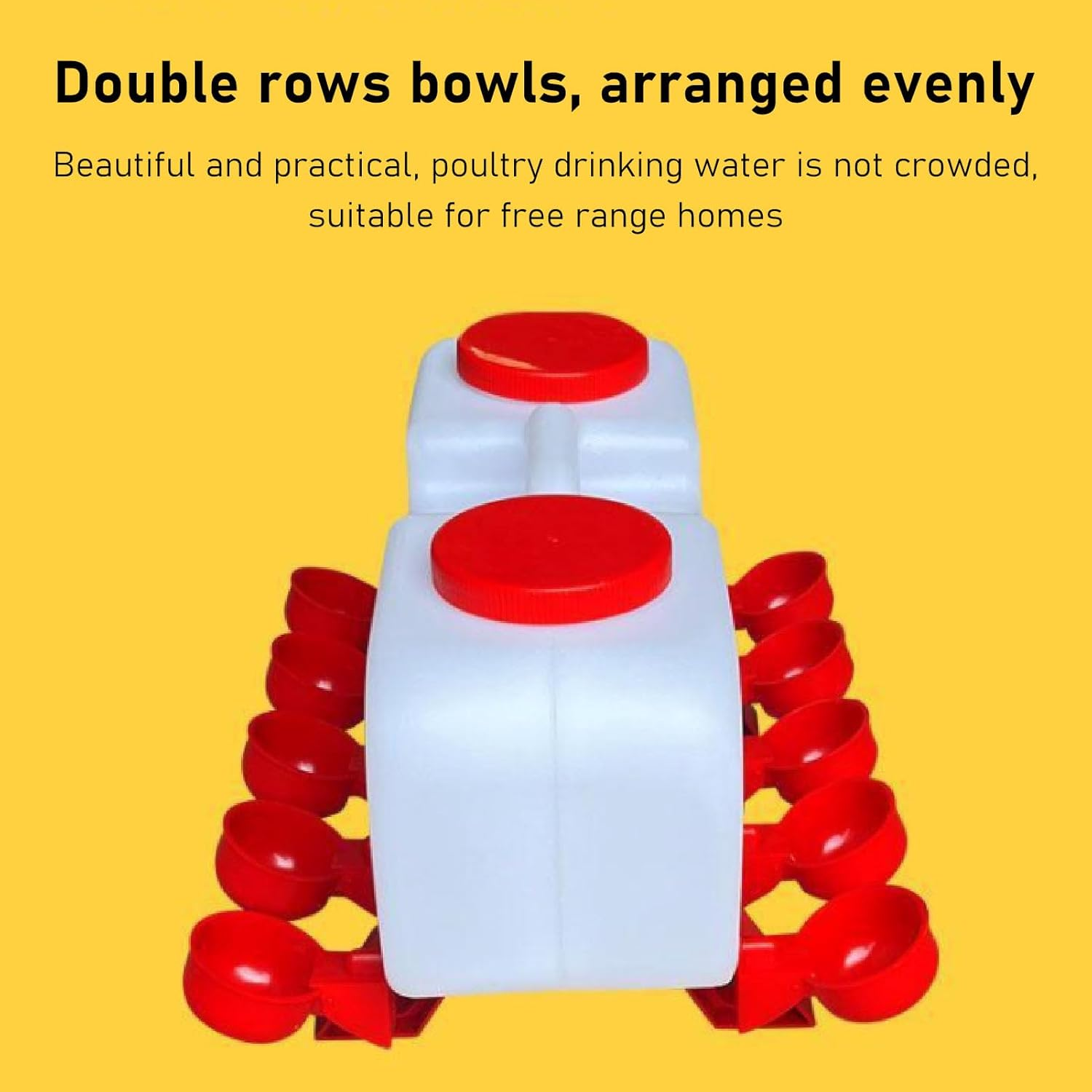 Chicken Waterer, 10L Large Capacity Chicken Water Feeder with 10 Water Cups, Neatly Arranged Bracket for Poultry Drinking Cups, for Chicken, Duck, Goose image number 3