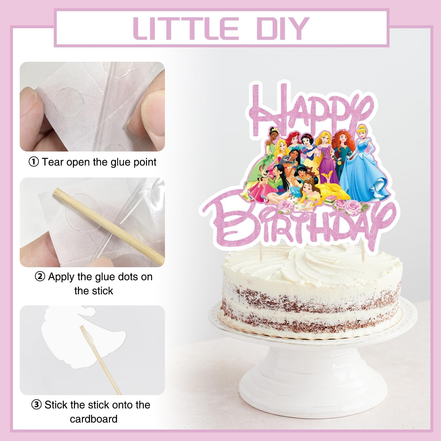 Princess Cake Topper, Princess Cake Decorations Prin Cess Cake Toppers, Fantastic Happy Birthday Prin Cess Cake Topper, Prin Cess Cake Toppers for Girls Birthday Baby Shower Party image number 6