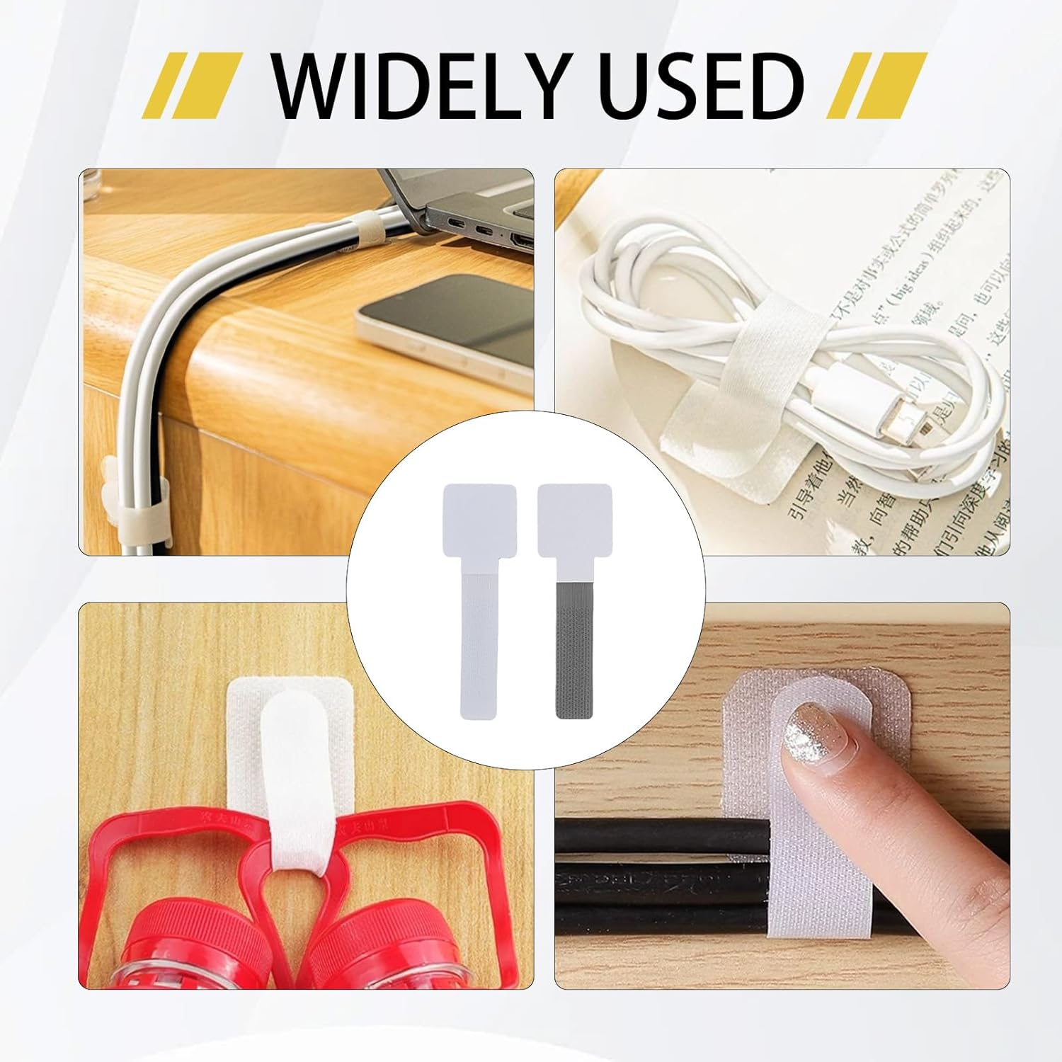 40 Pcs Self-Adhesive Cable Ties, Adhesive Cable Ties Reusable for Strong Hook and Loop Cord Organizers for Desk Home & Office Wire Management Straps for Headphones Phones Electronics image number 4