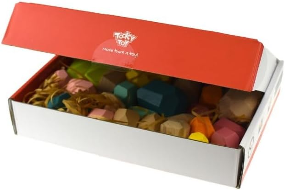 Tooky Toy Wooden Stacking Large Stone Rock Blocks Toy 32-Piece Balancing and Stacking Set for Kids image number 2