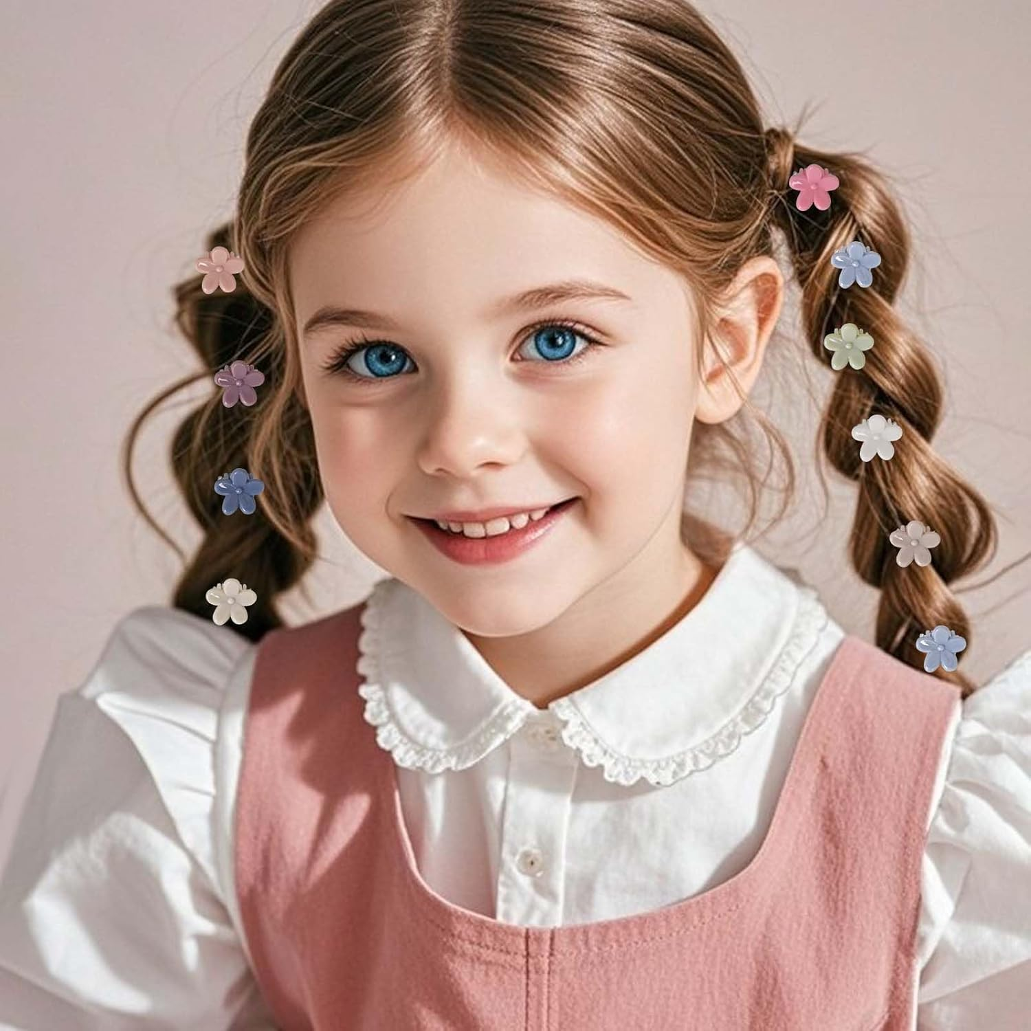 Pack of 50 Small Flower Hair Clips, Small Claw Clip, Colourful Mini Flower Hair Clips, Matte Non-Slip Hair Clips, Mini Hair Clip, Hair Accessories, for Children, Girls, Women image number 1