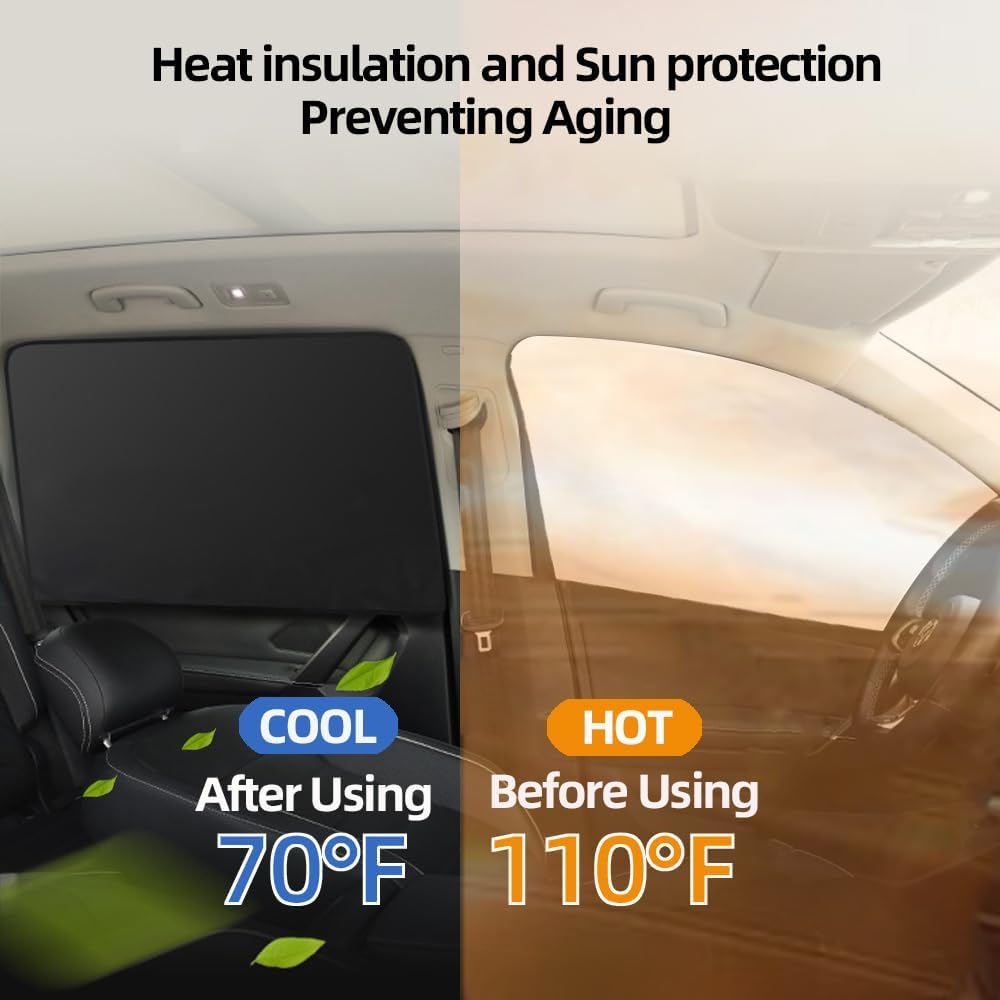 Skycabin 2 Pack Car Side Rear Window Sun Shades, 7D Reflective Carbon Fibre Mesh Side Window Car Shade for Protecting Kids&Children,Car Back Windows Cover for Car, Truck, SUV, Van image number 2