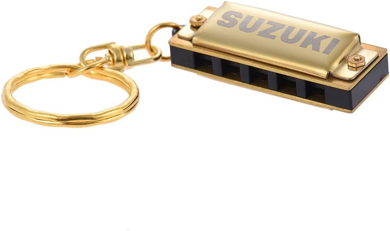 Suzuki Mini 5 Holes 10 Tone Harmonica Keychain Key of C Golden image number 2