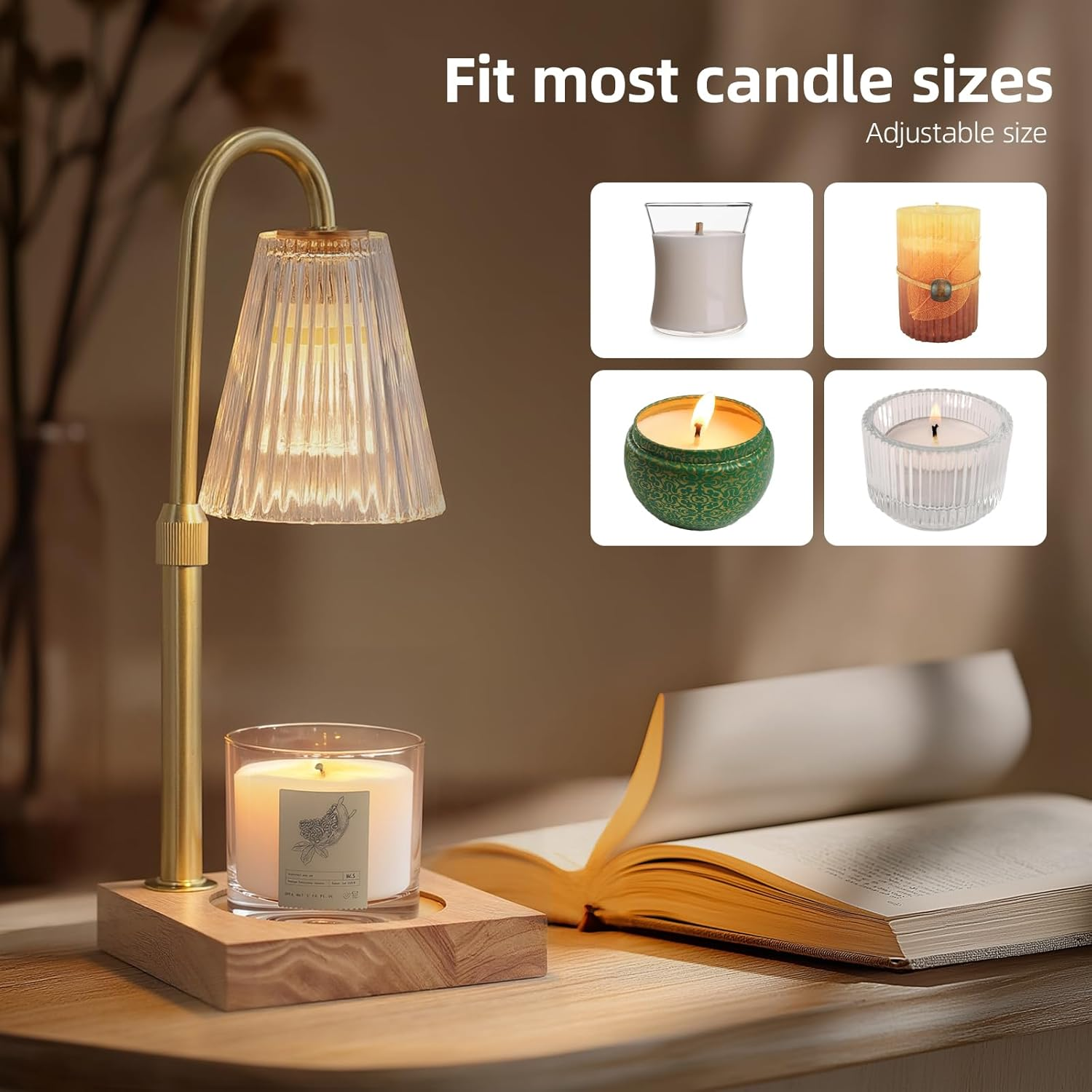 Candle Warmer Lamp with Timer & Dimmer, Adjustable Height, Birthday Gifts for Wax Melt Warmer for Scented Jar Candles, Home Decor, Mother'S Day Gfit